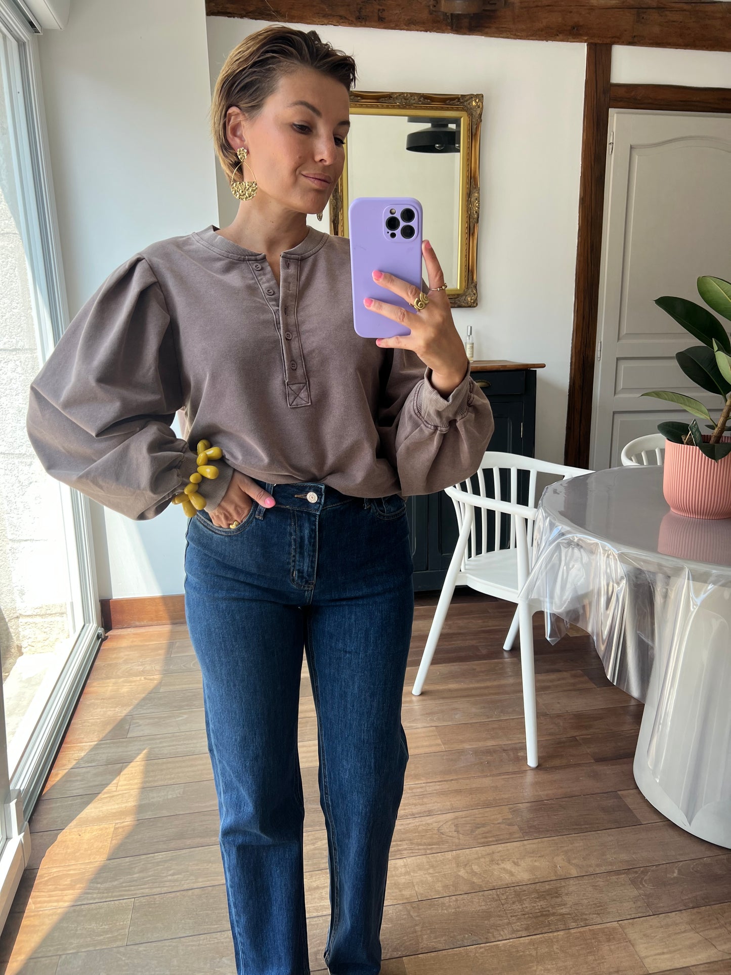Sweat Jacquot marron