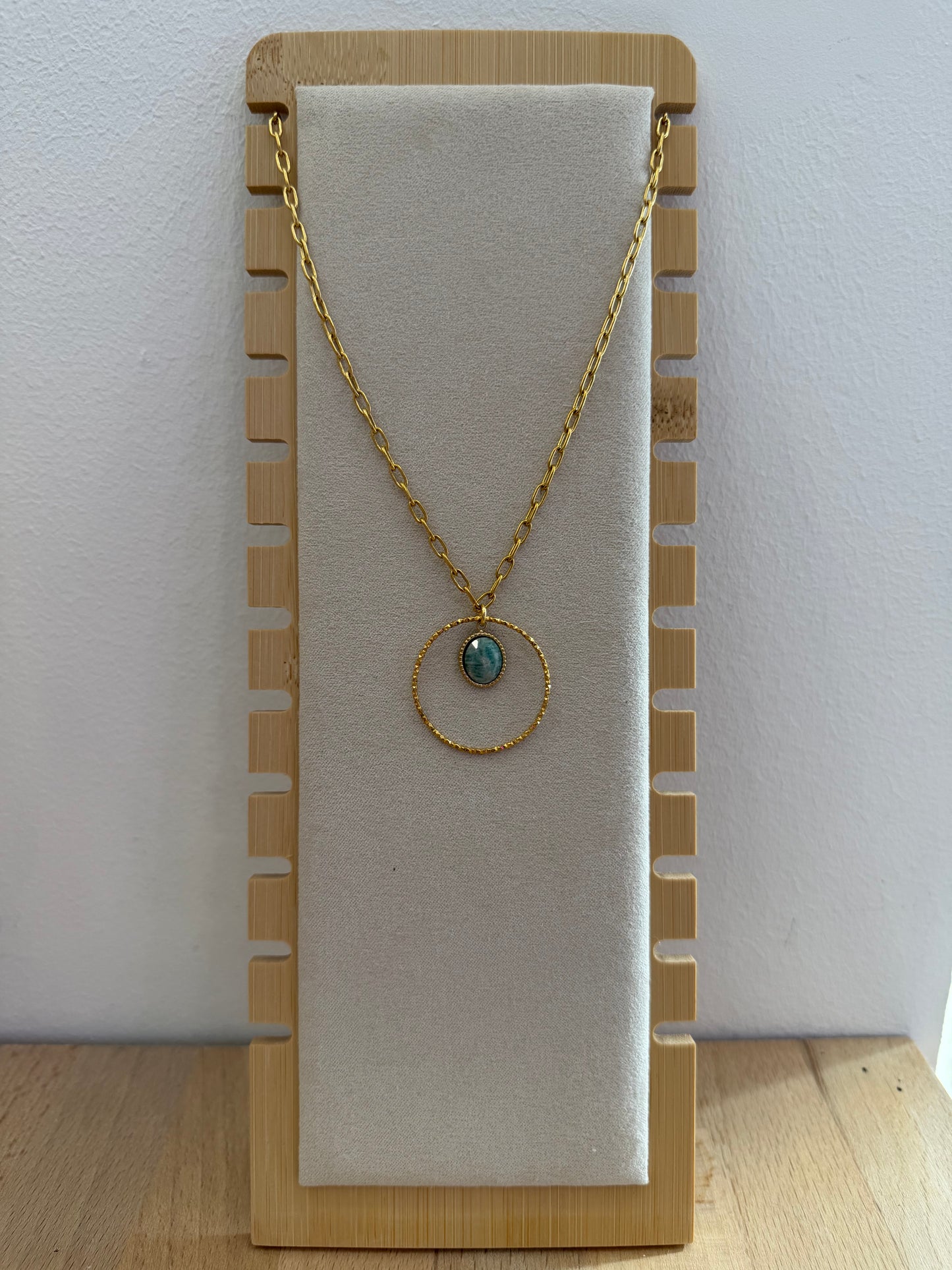 Pendentif ovale cabochon 12*10mm amazonite