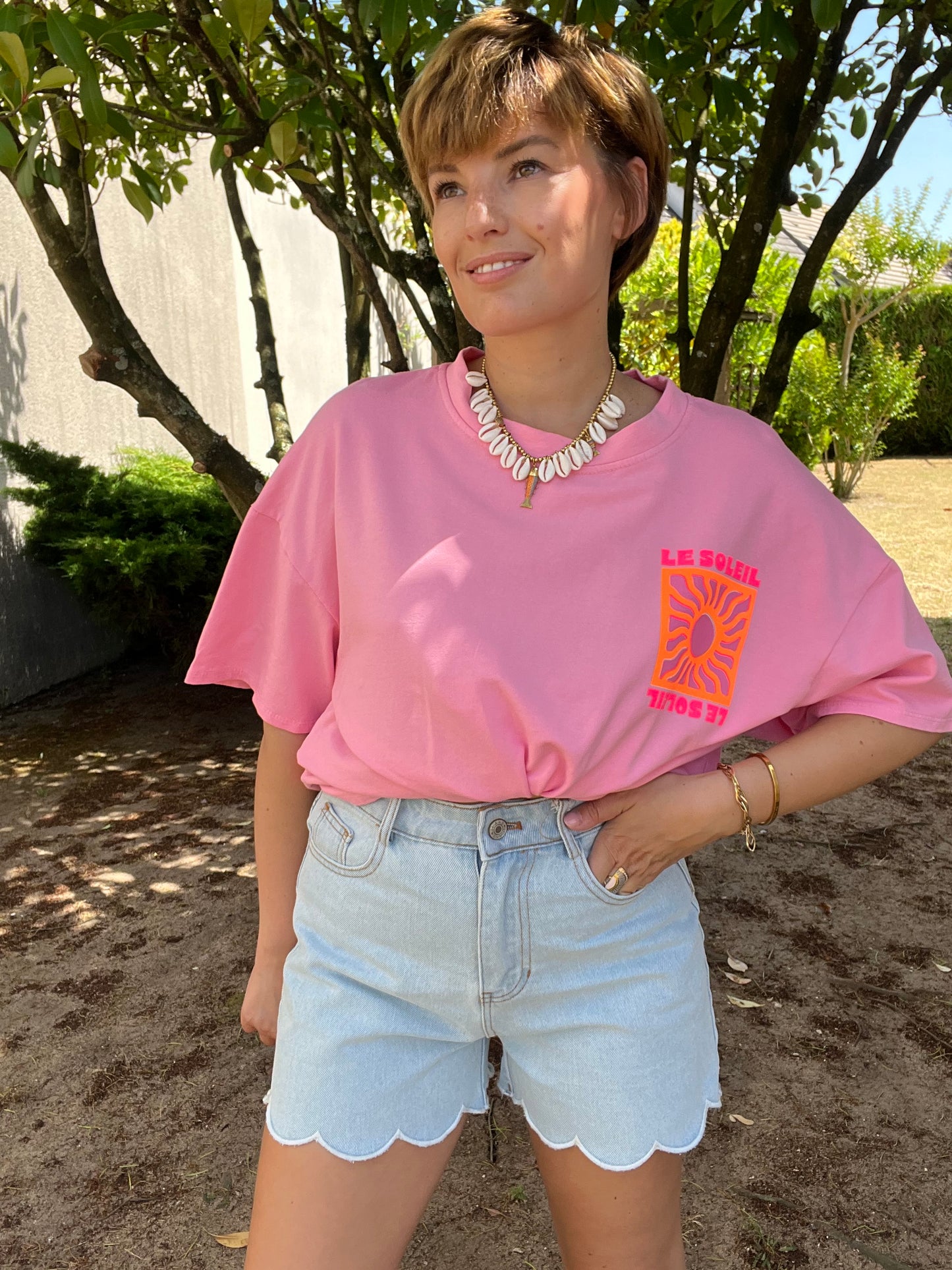 T-shirt Soleil rose