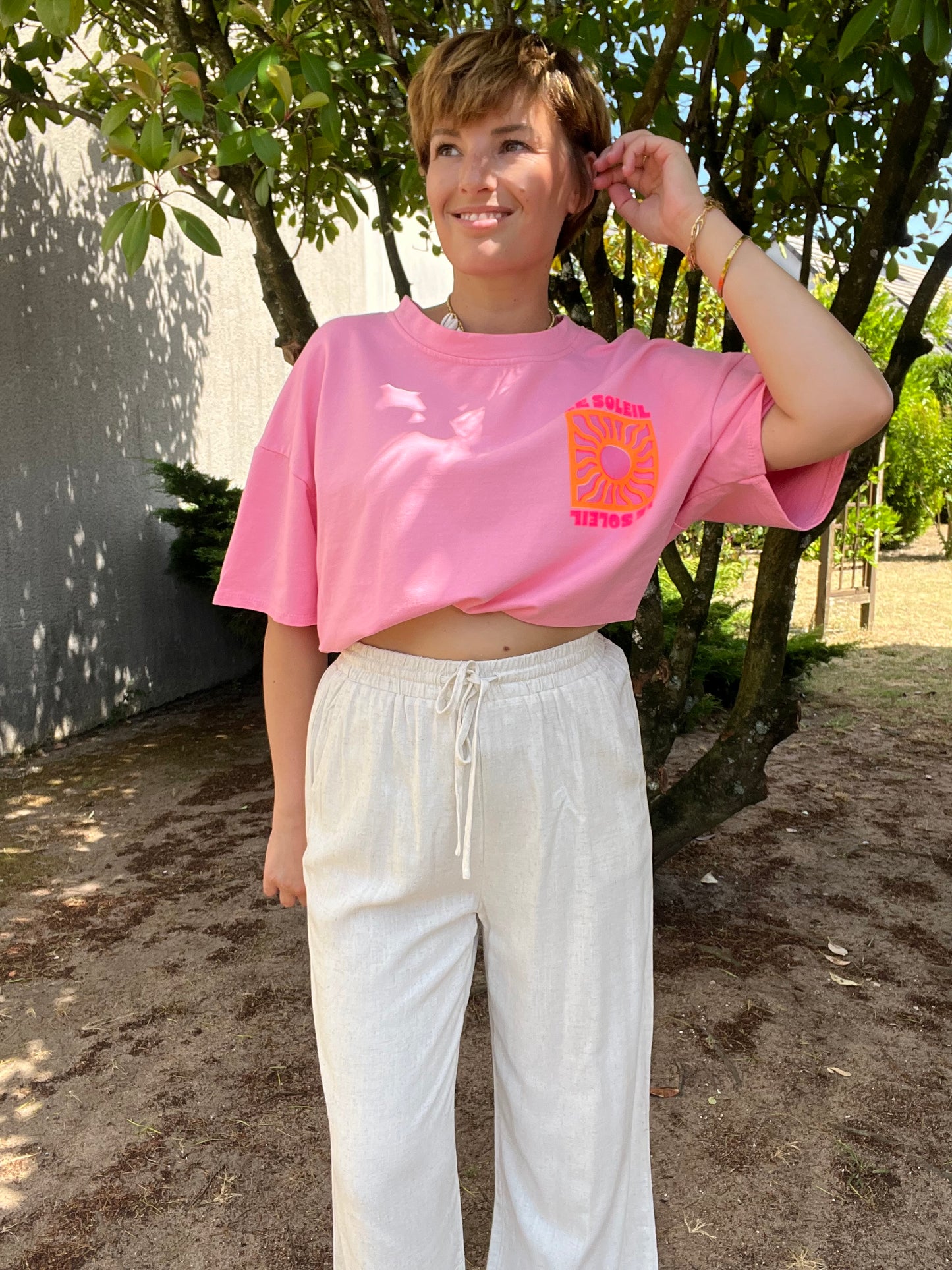 T-shirt Soleil rose