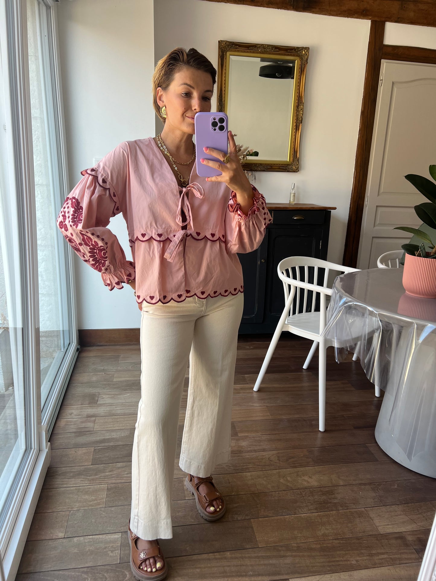 Chemise capucine rose