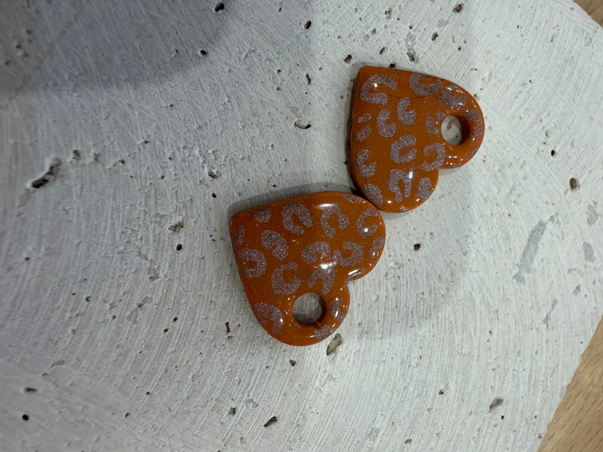 POLYMERE Eulalie orange léopard argenté