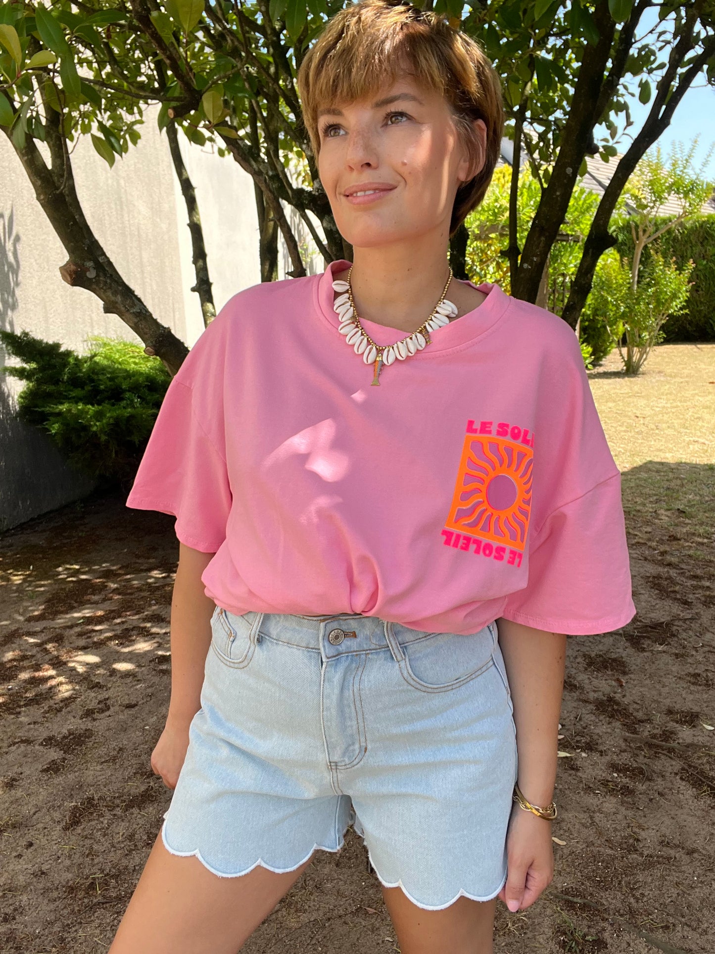 T-shirt Soleil rose