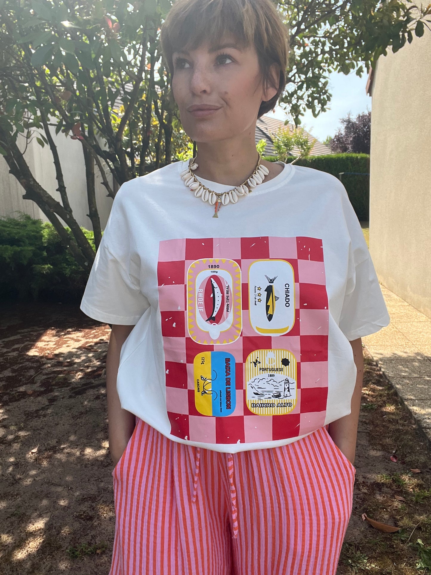 T-shirt Sardine blanc