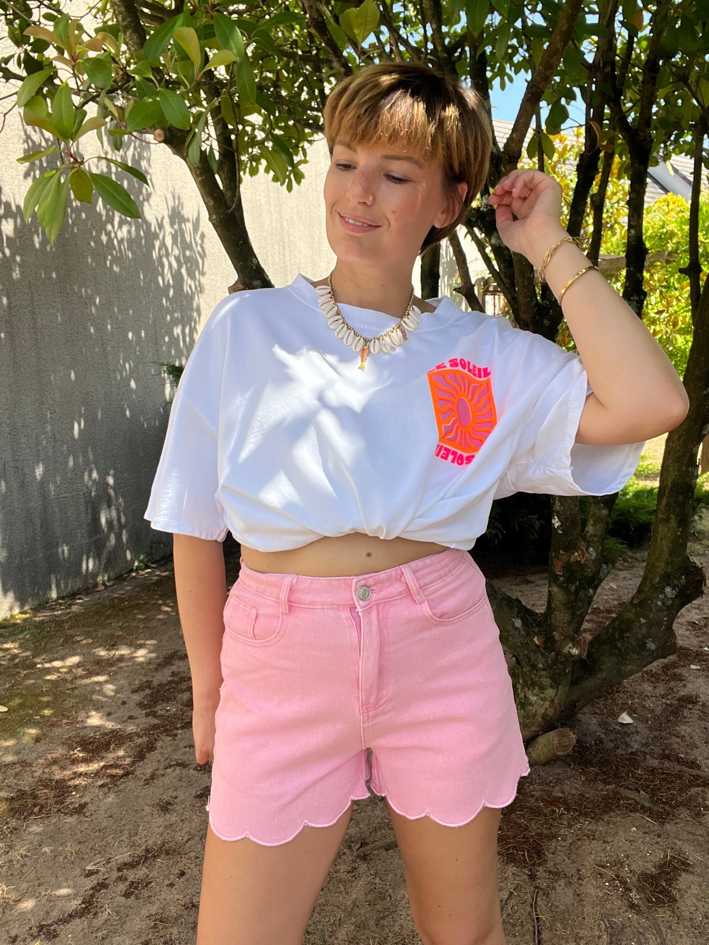 T-shirt Soleil blanc