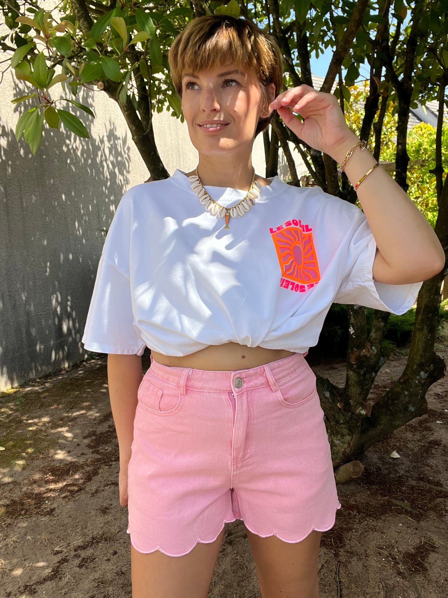 T-shirt Soleil blanc