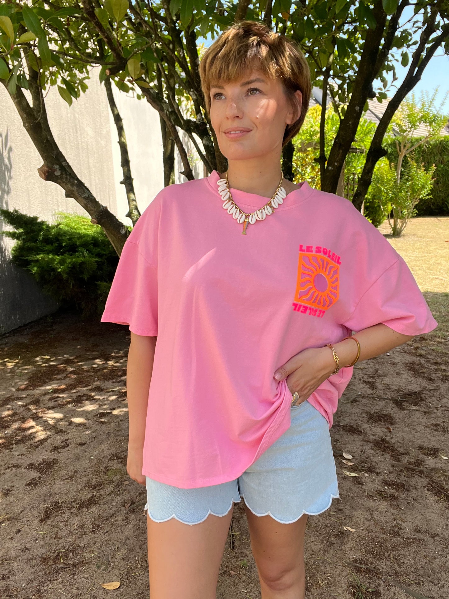 T-shirt Soleil rose
