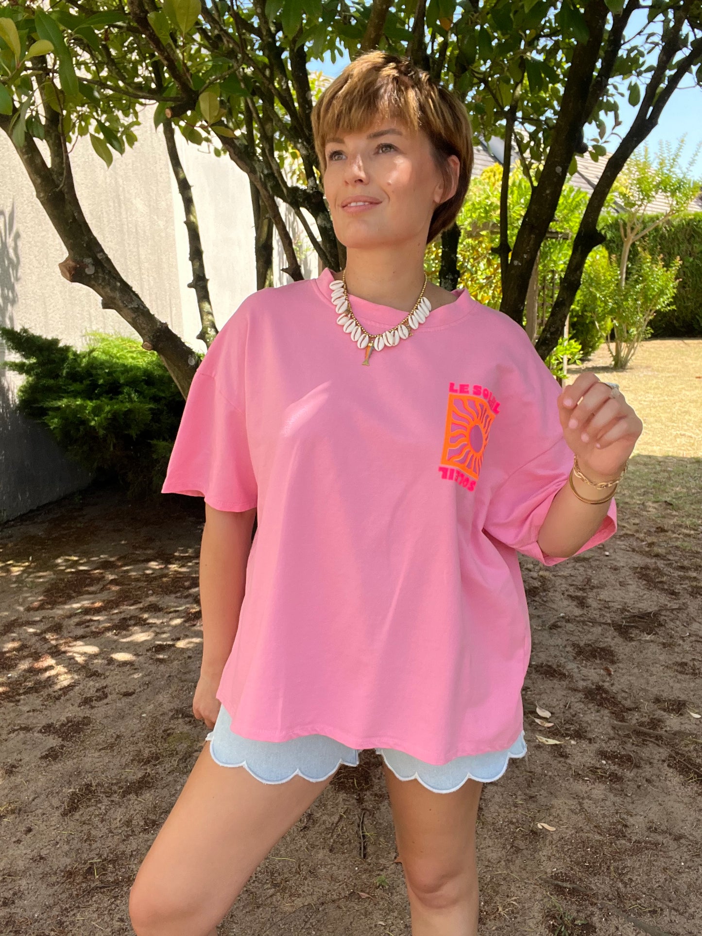 T-shirt Soleil rose