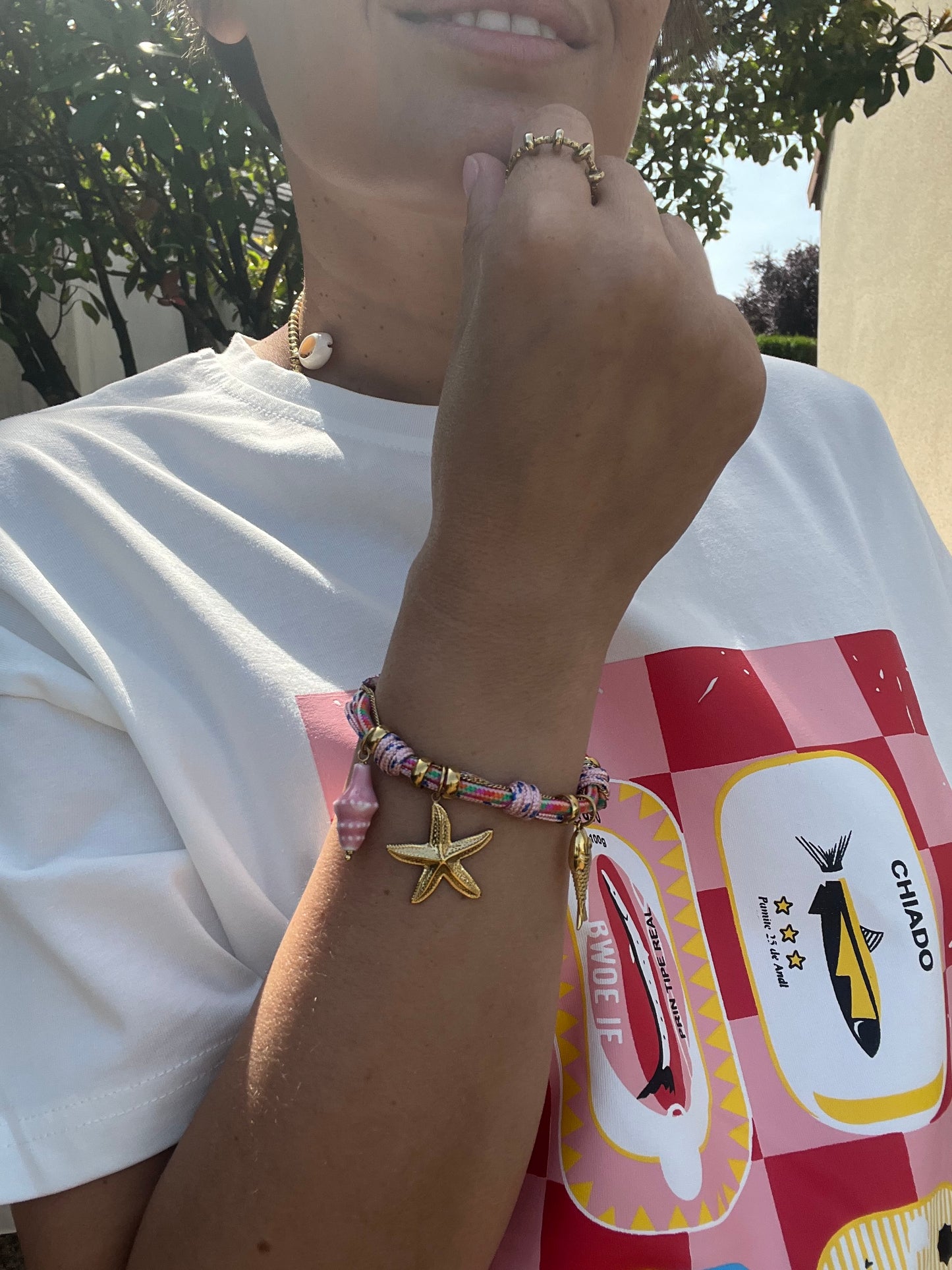Bracelet coquillage rose