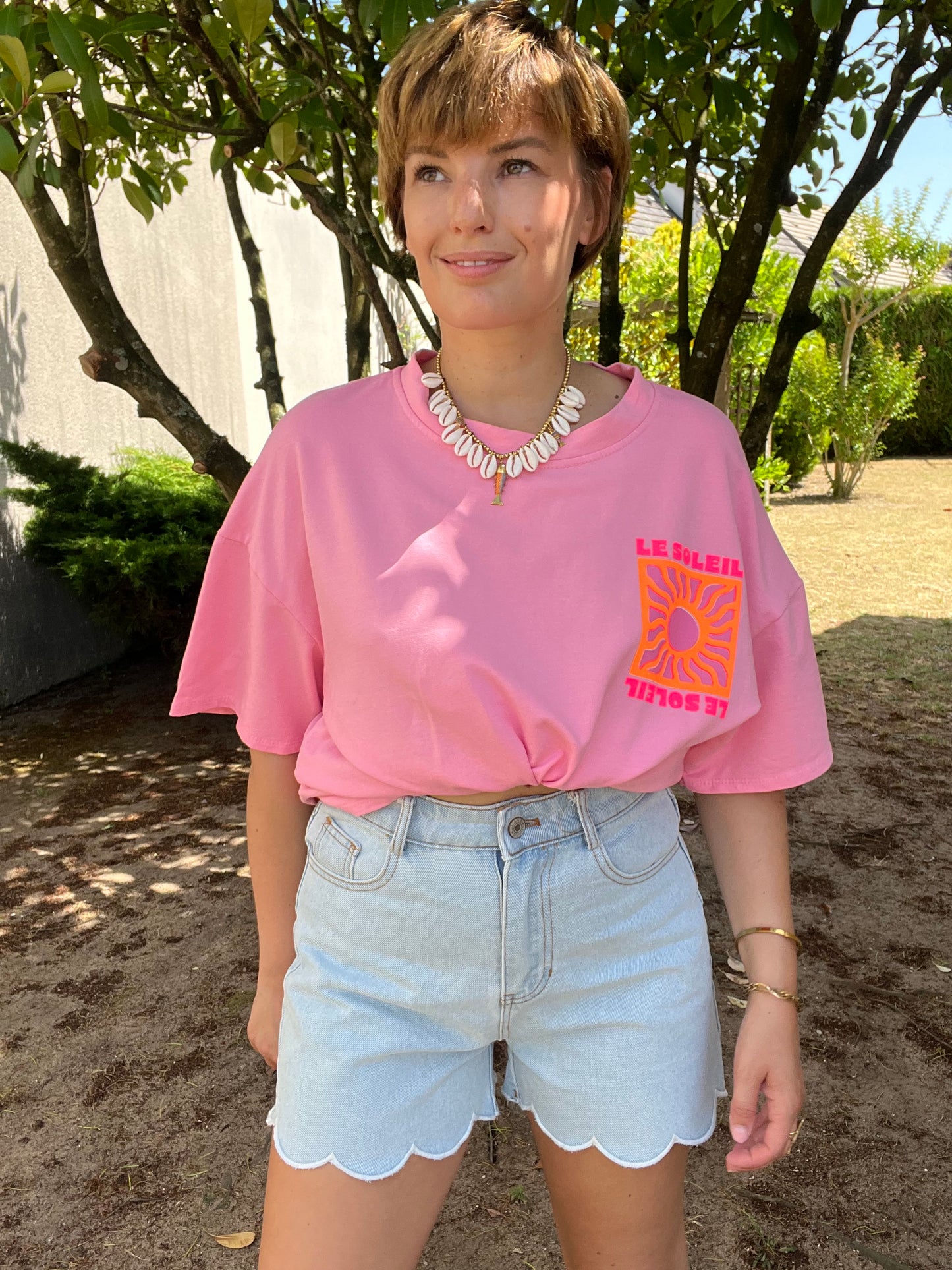 T-shirt Soleil rose