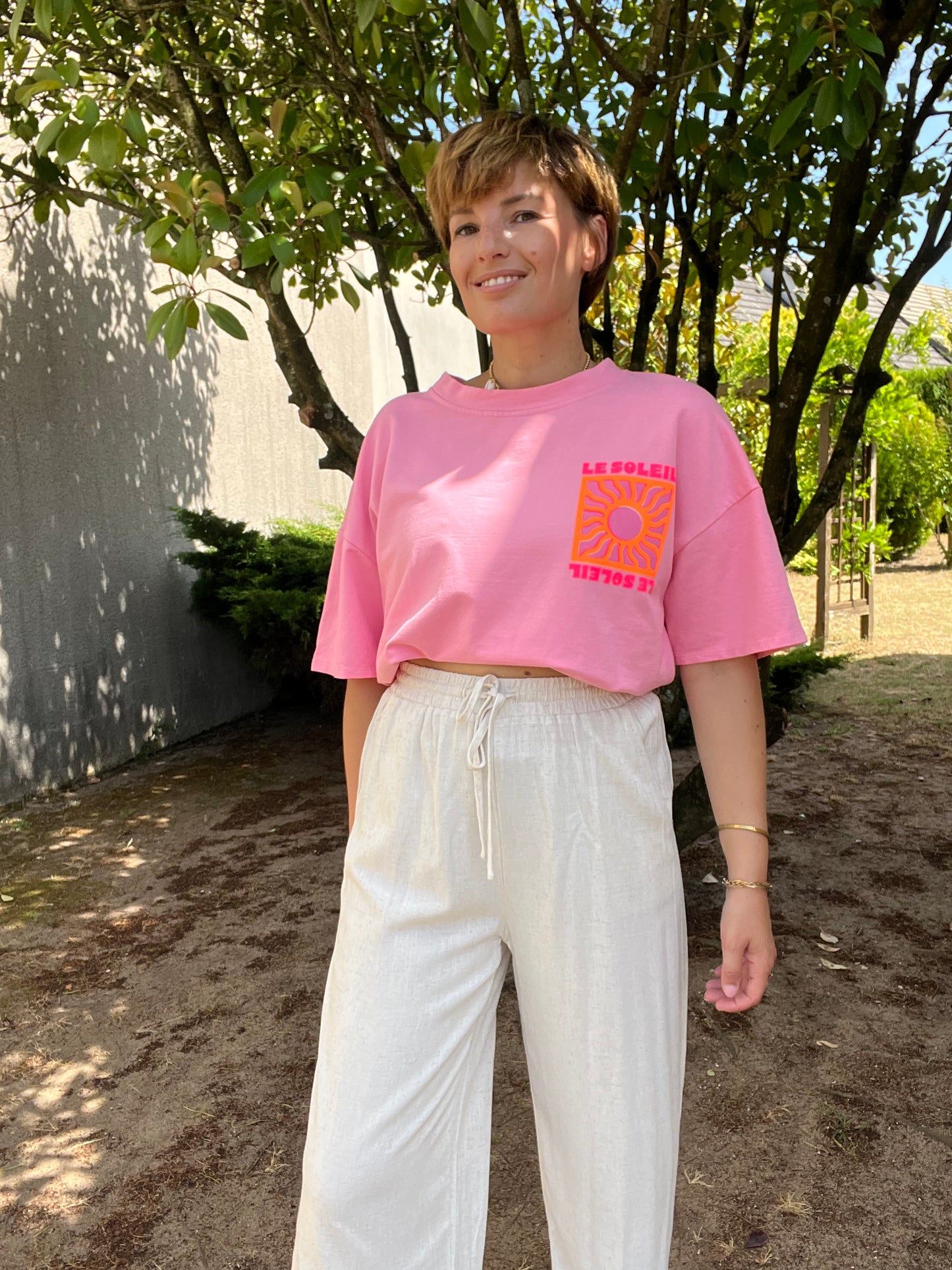 T-shirt Soleil rose