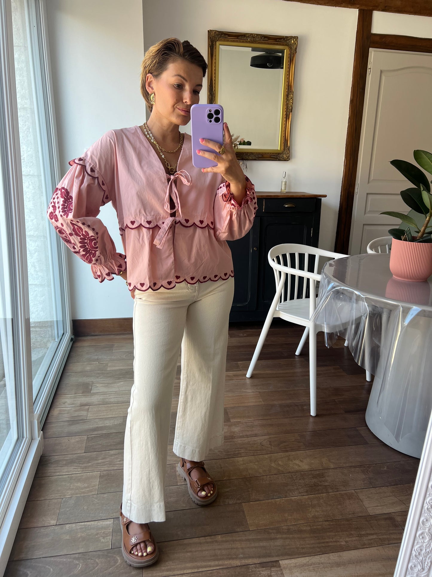 Chemise capucine rose