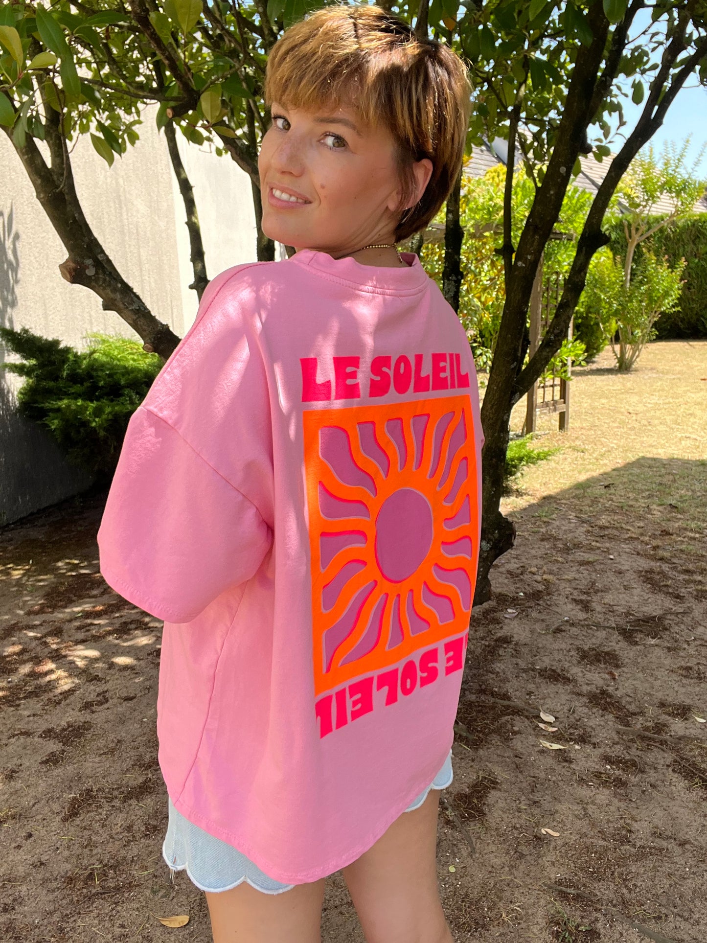 T-shirt Soleil rose