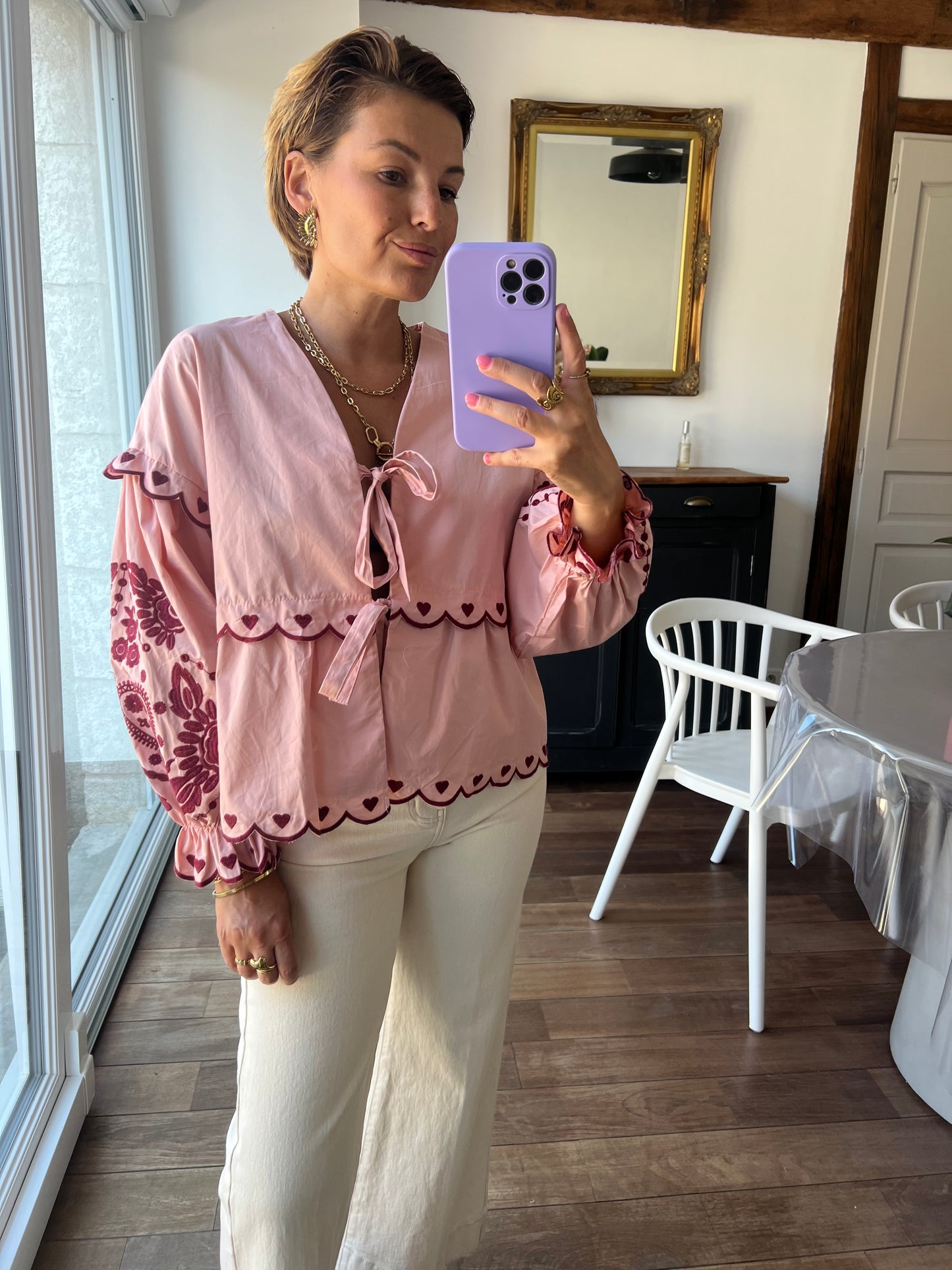 Chemise capucine rose