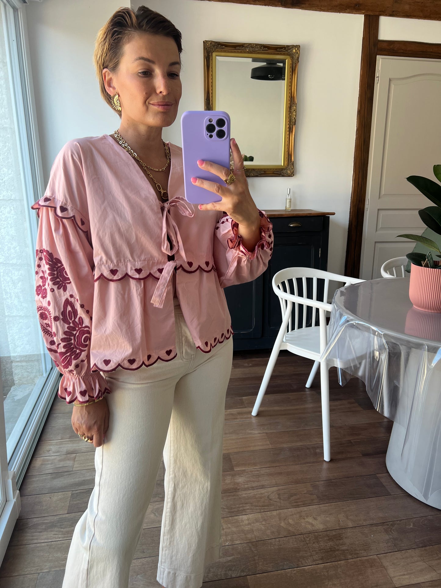 Chemise capucine rose