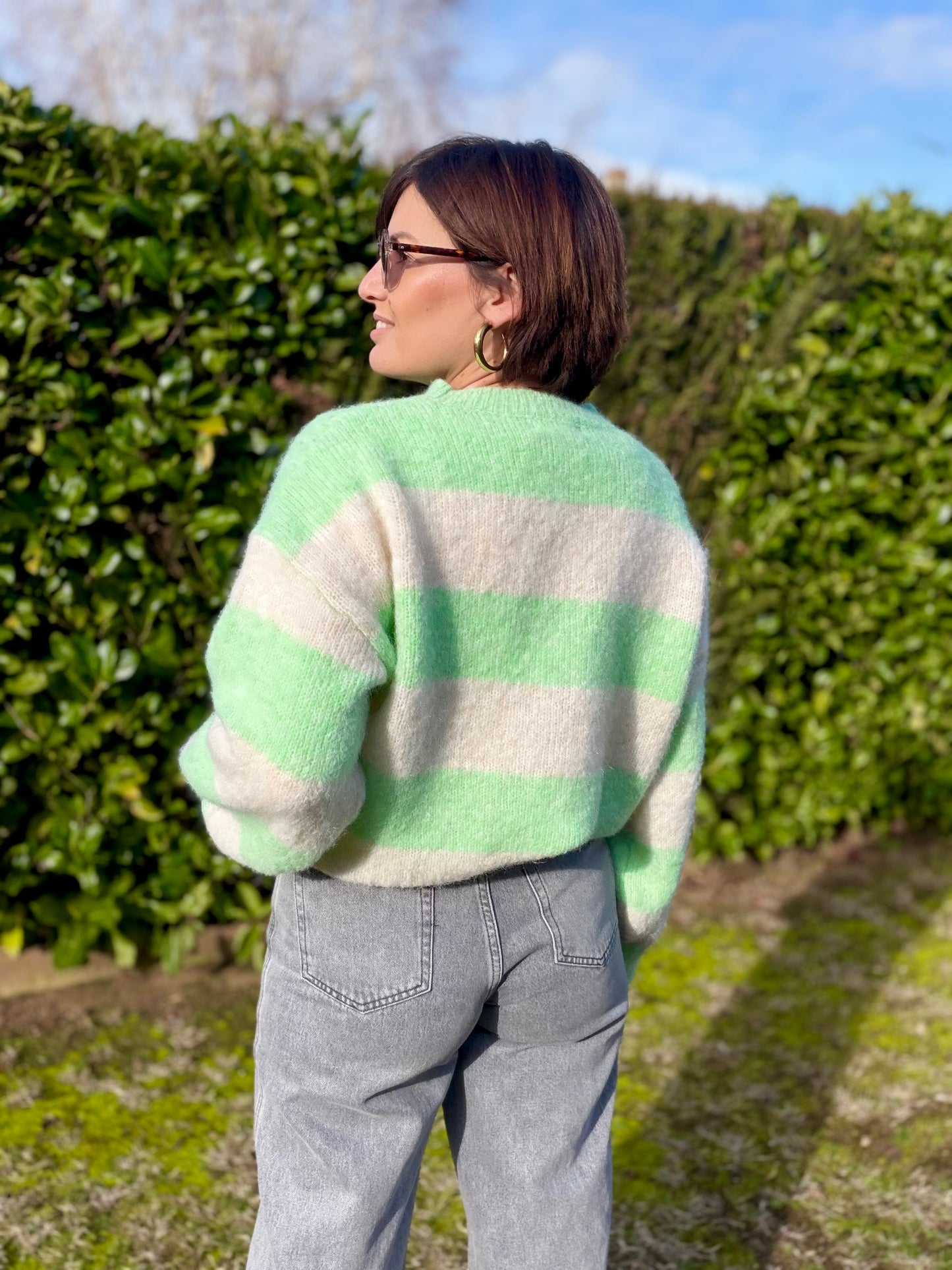 Pull Houna vert/beige