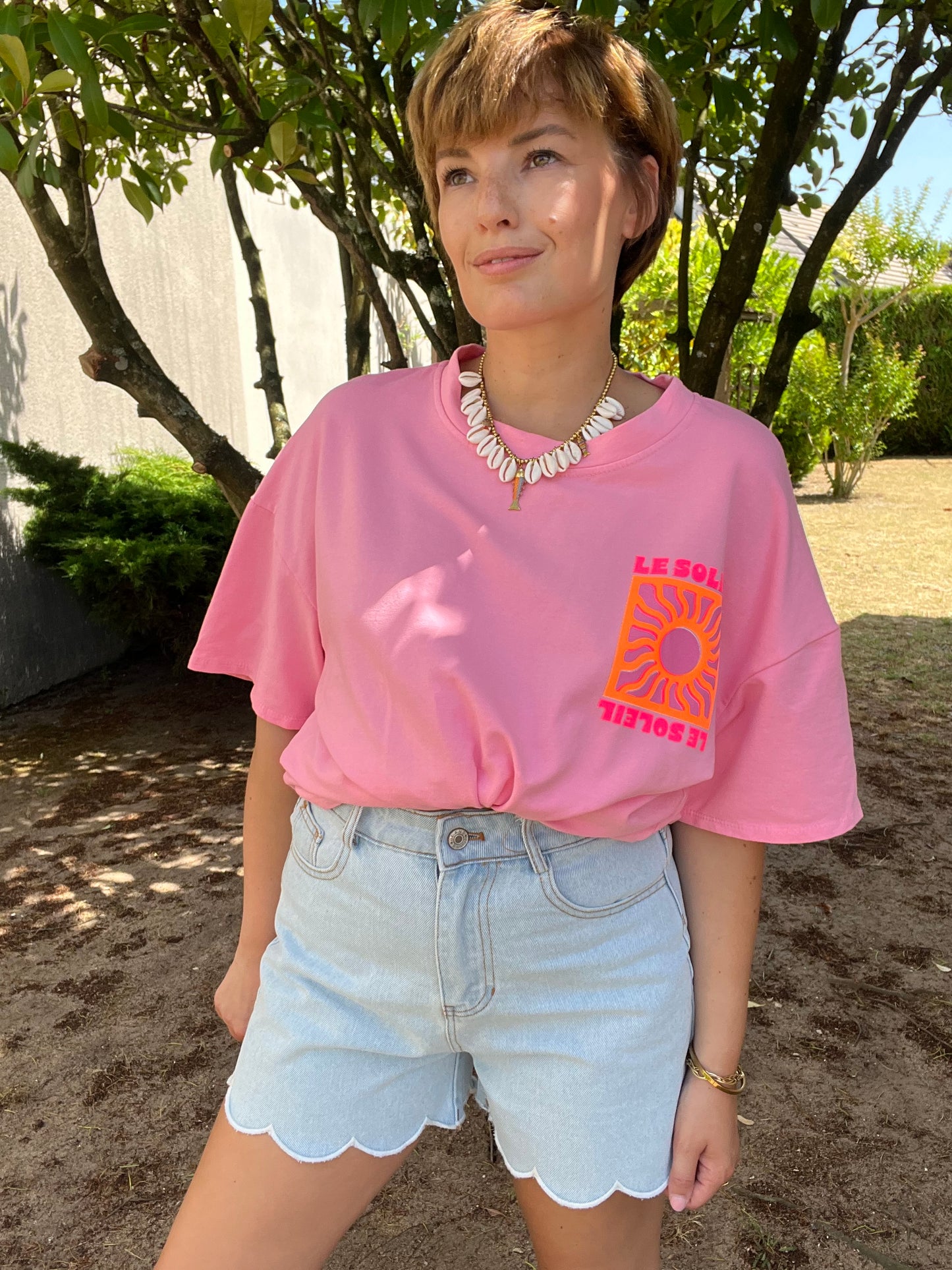 T-shirt Soleil rose