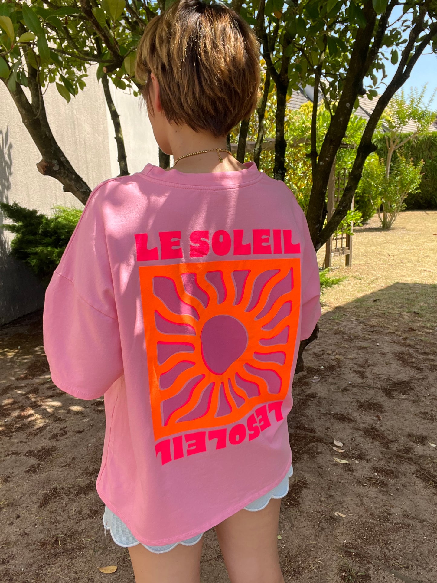 T-shirt Soleil rose