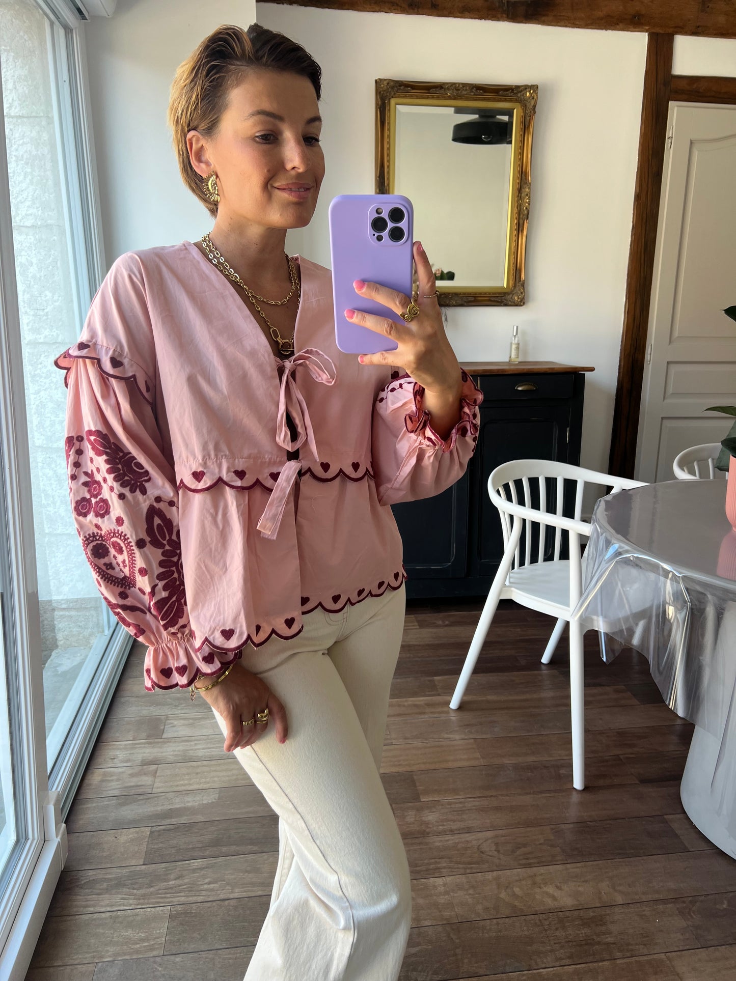 Chemise capucine rose