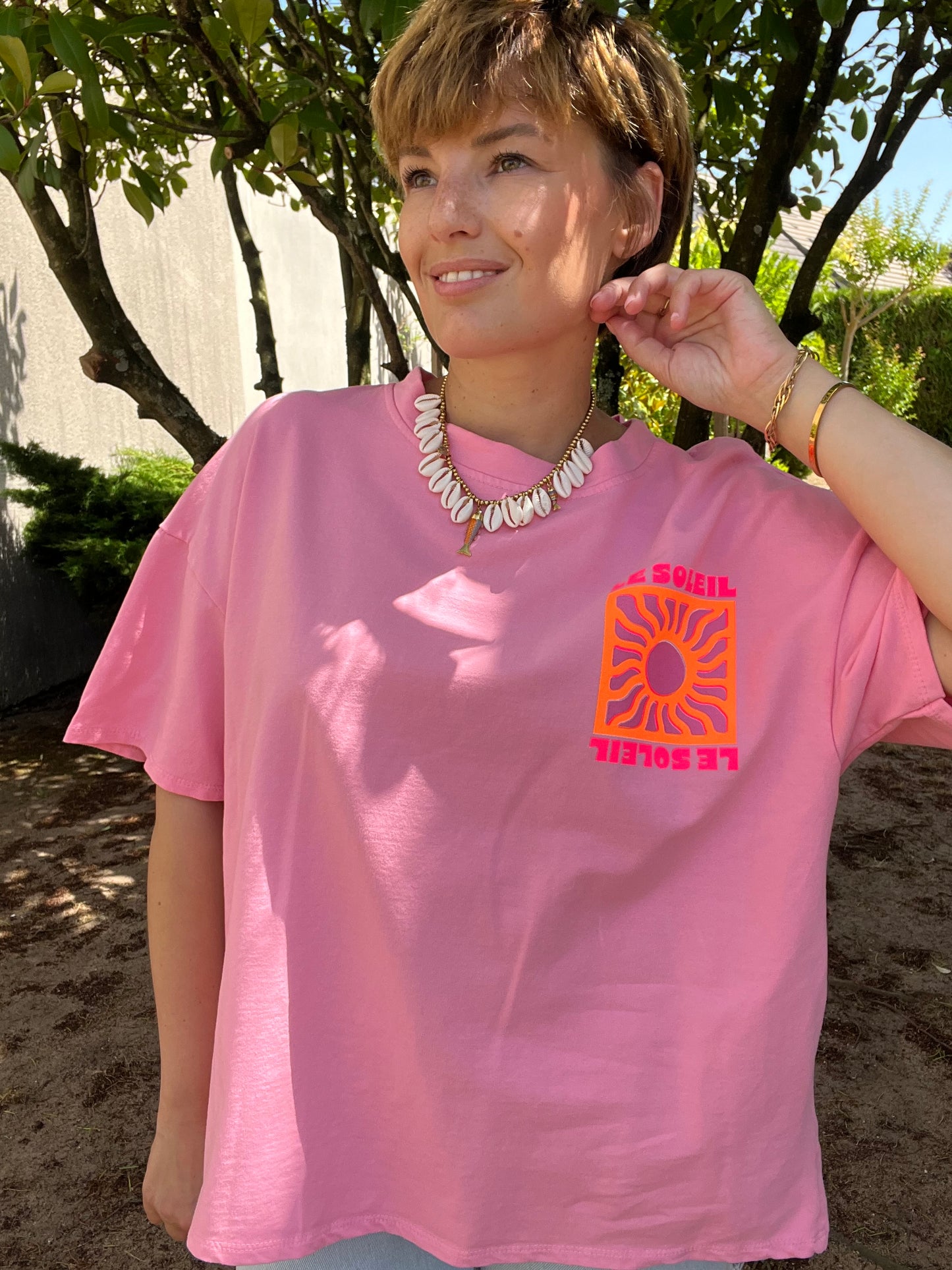 T-shirt Soleil rose