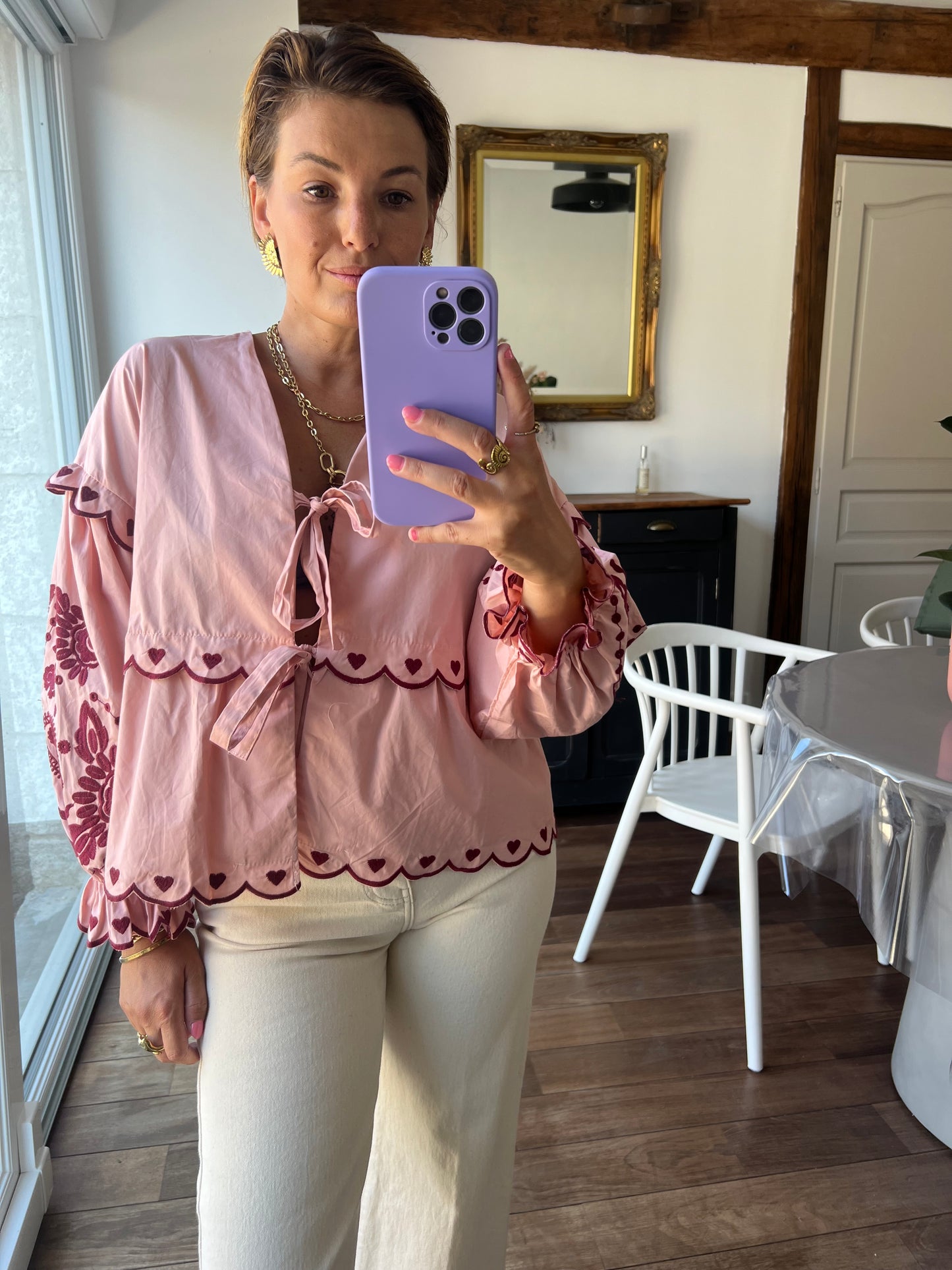 Chemise capucine rose
