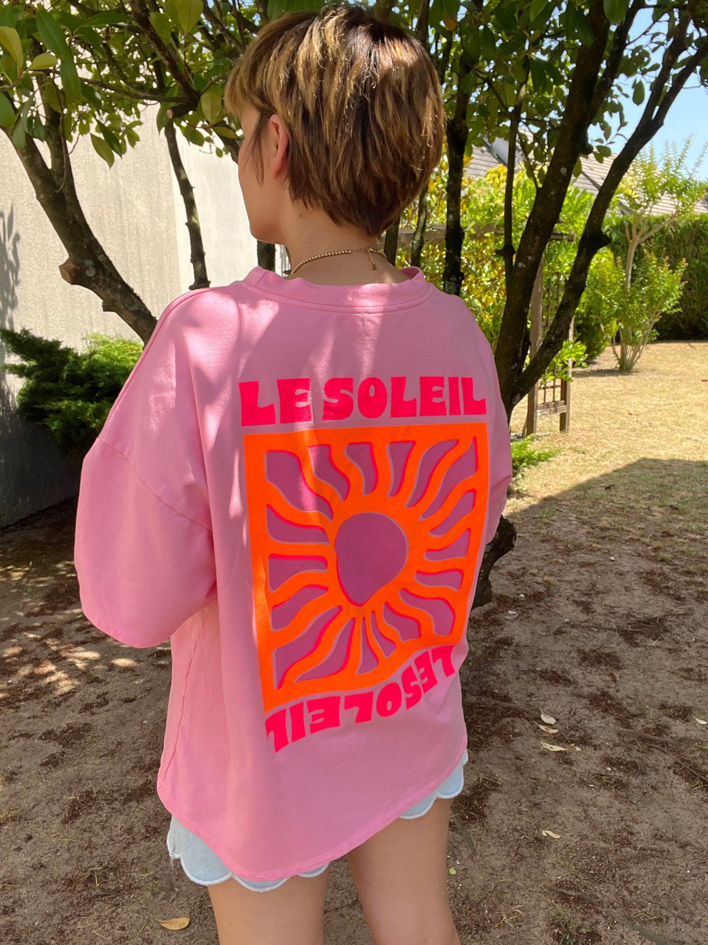 T-shirt Soleil rose