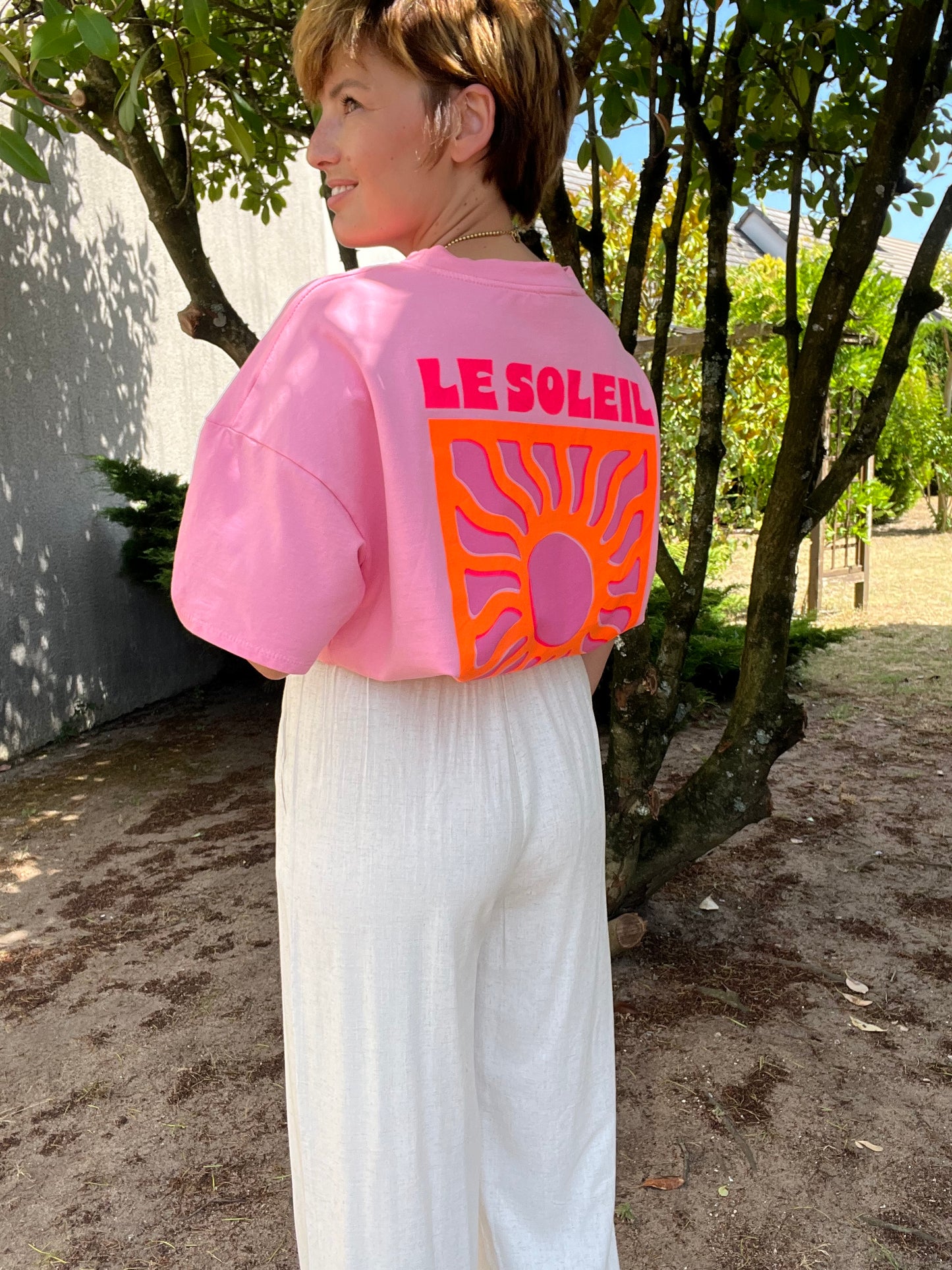 T-shirt Soleil rose