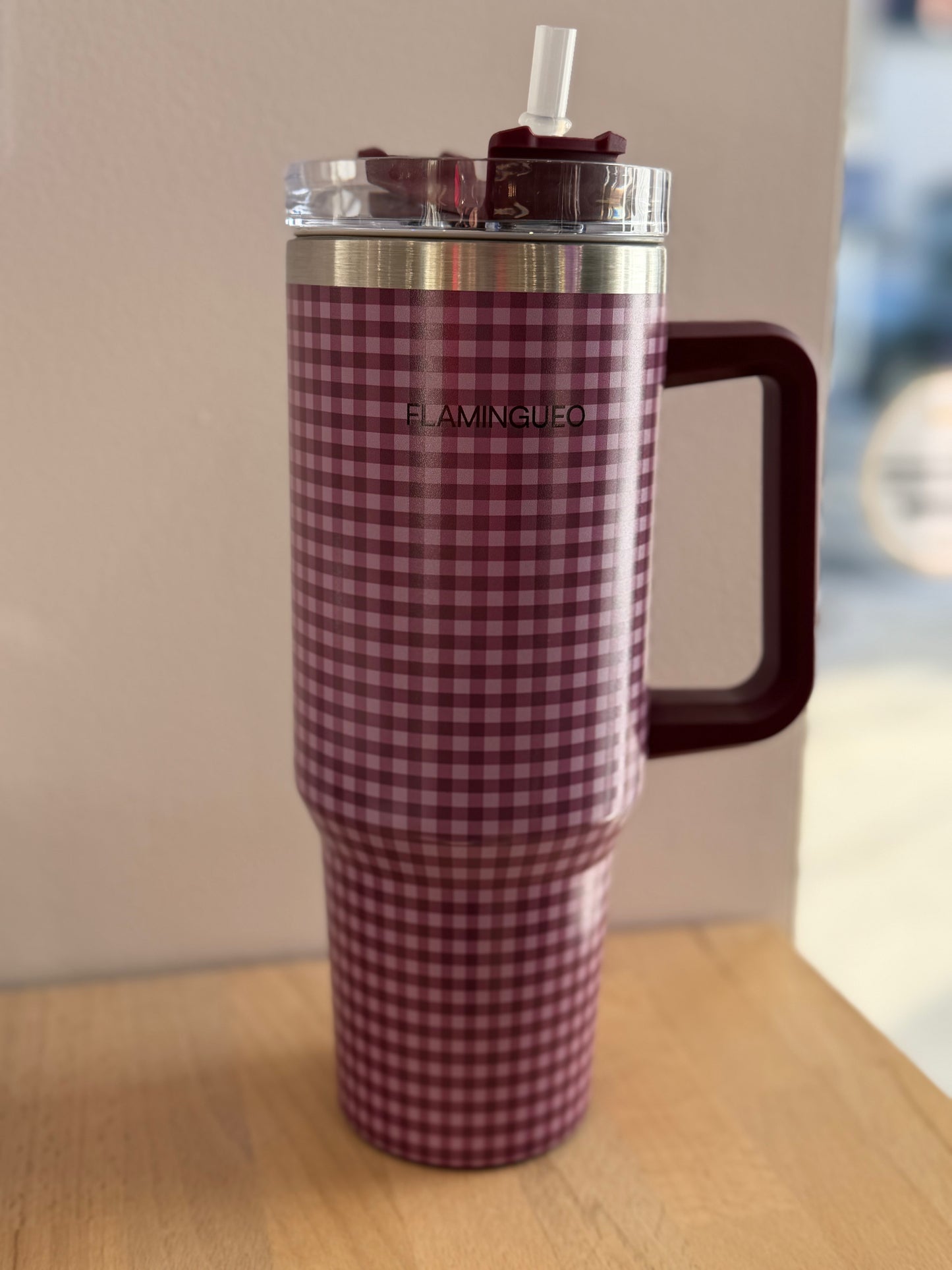 Bouteille isotherme vichy bordeaux