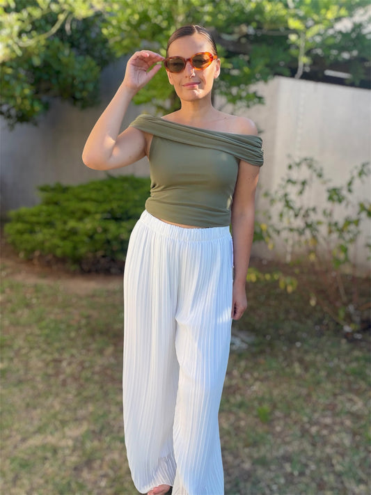 Pantalon fluide Capri blanc
