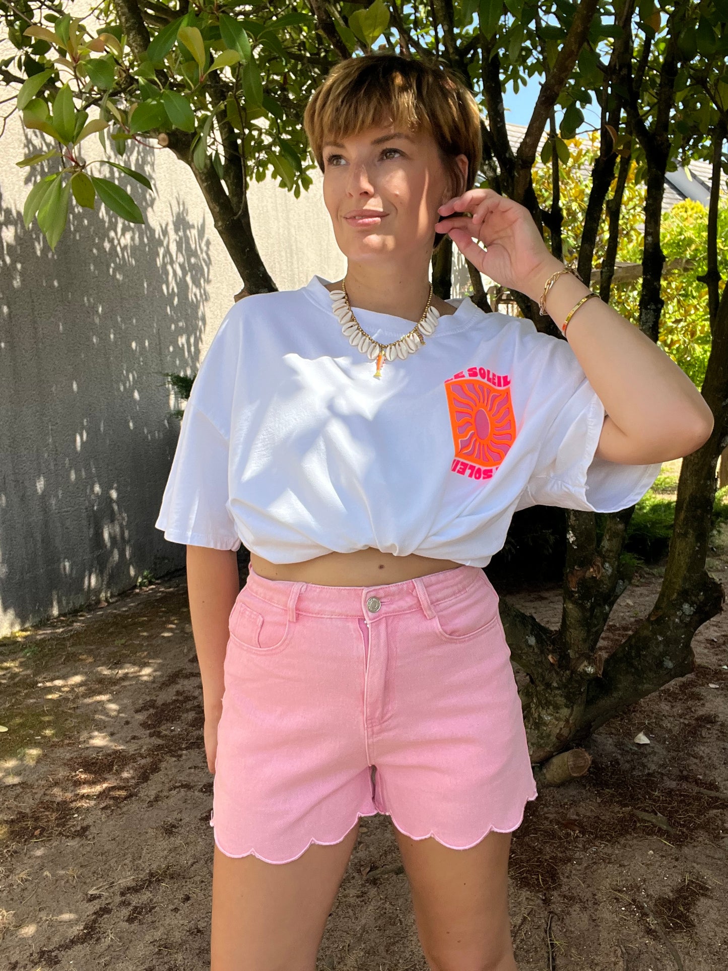T-shirt Soleil blanc