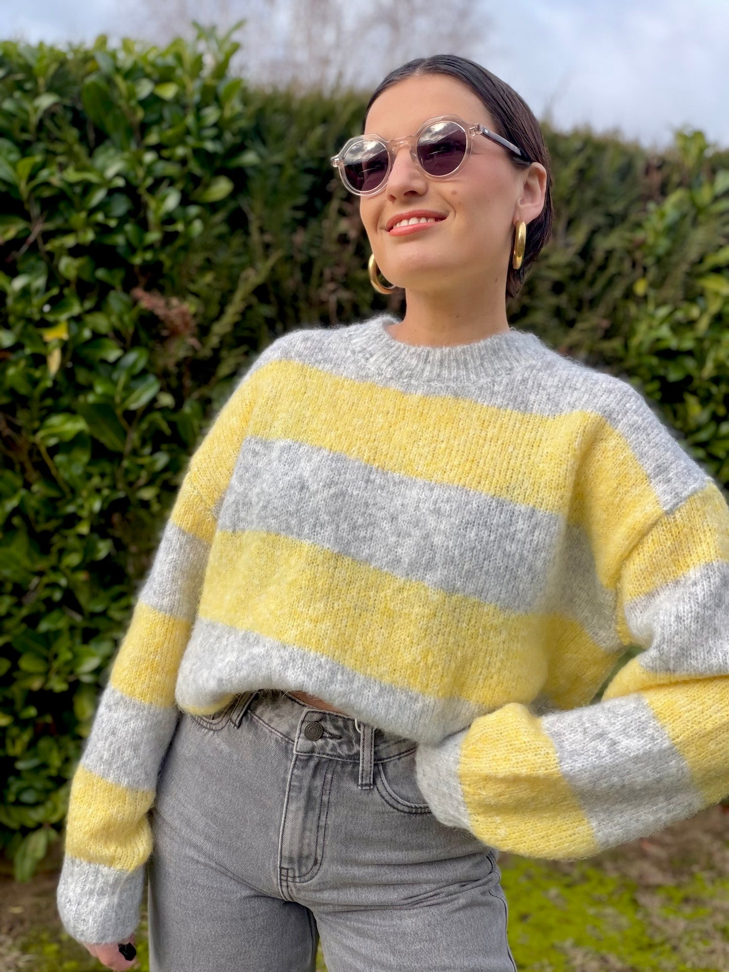 Pull Houna gris/jaune