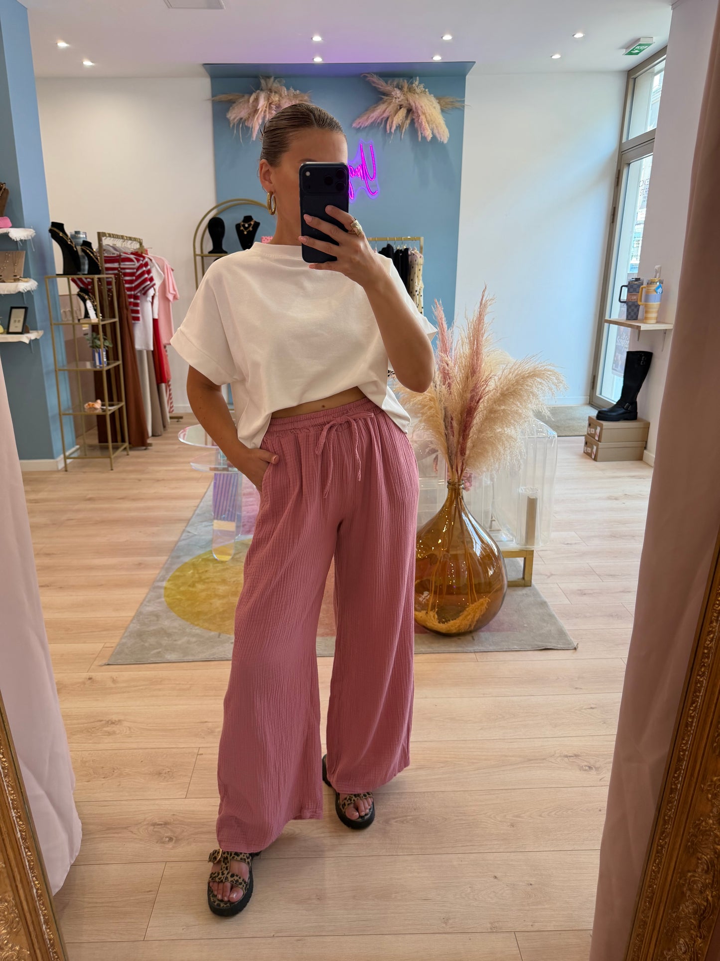 Pantalon Rosso gaze de coton