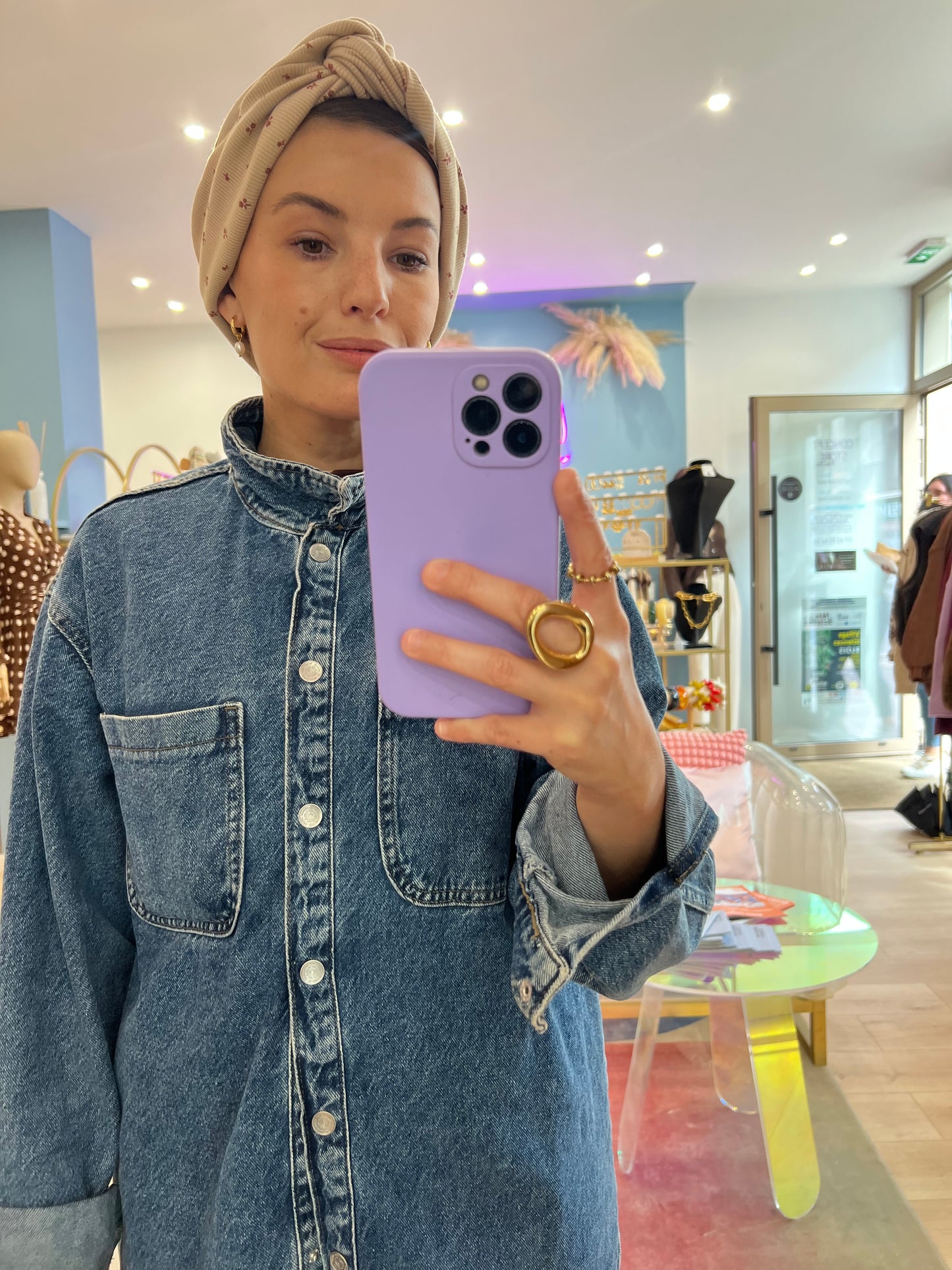 Turban Marie camel avec motifs