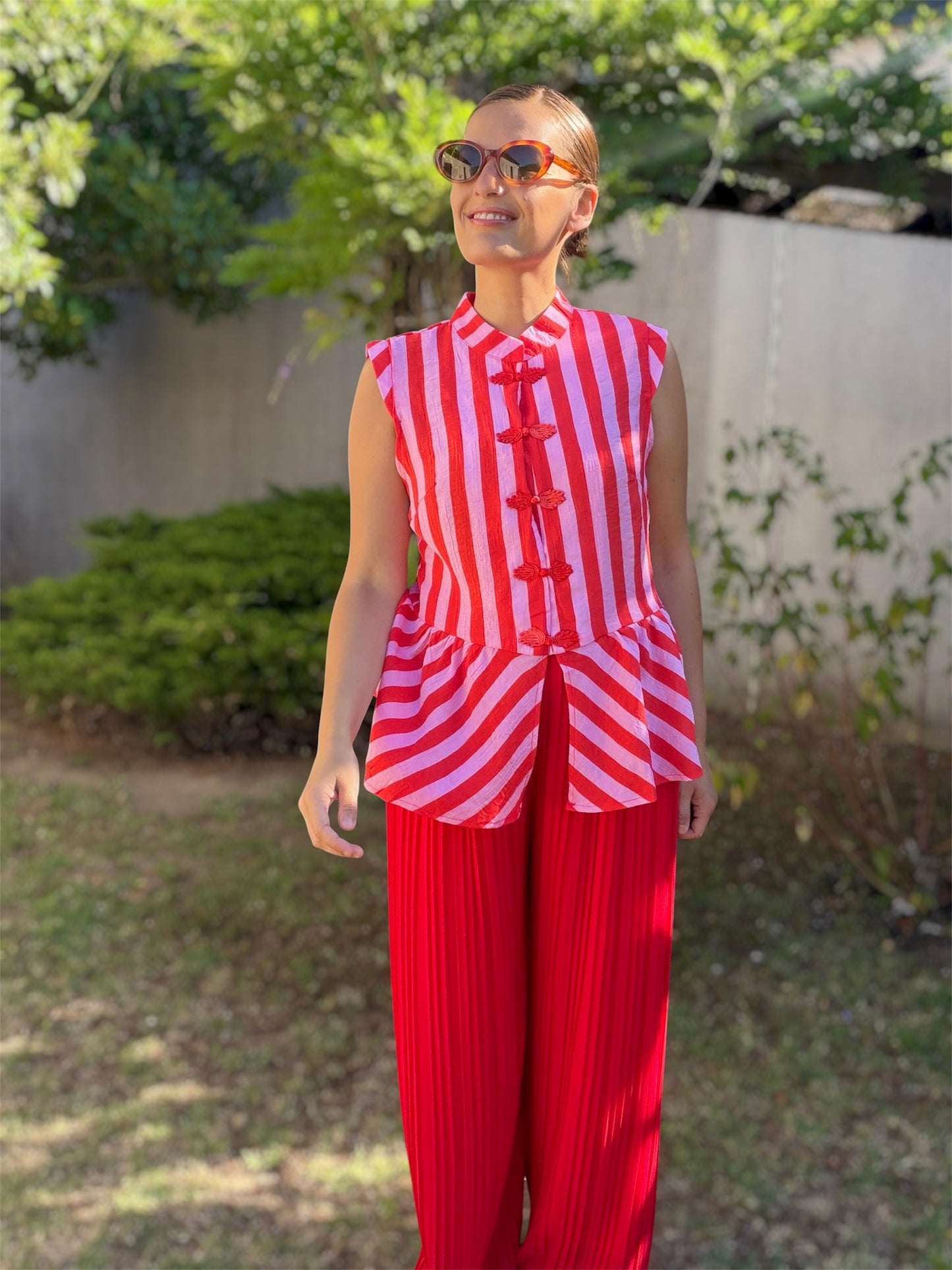 Pantalon fluide Capri rouge