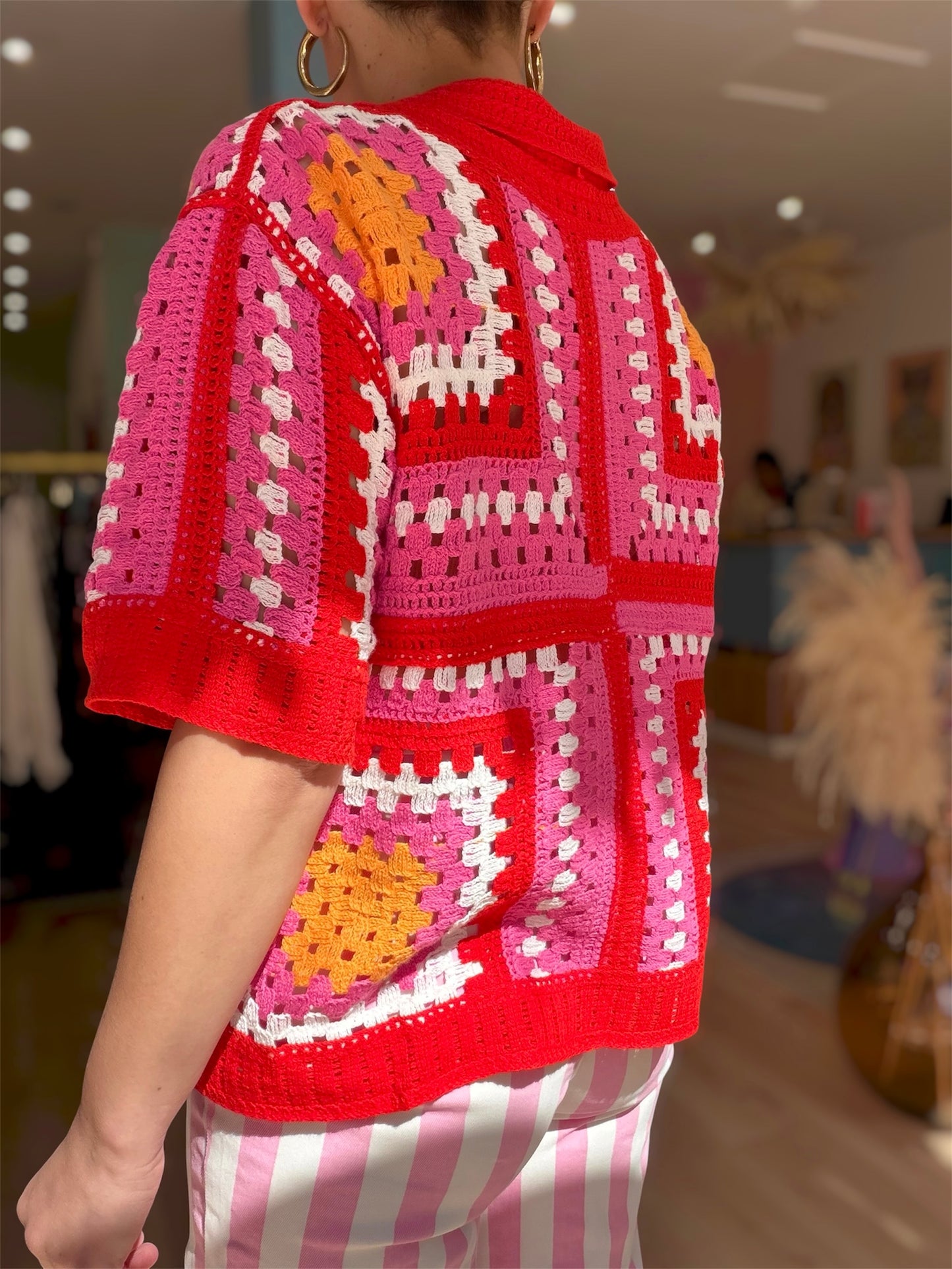 Chemise Cherry en crochet rouge