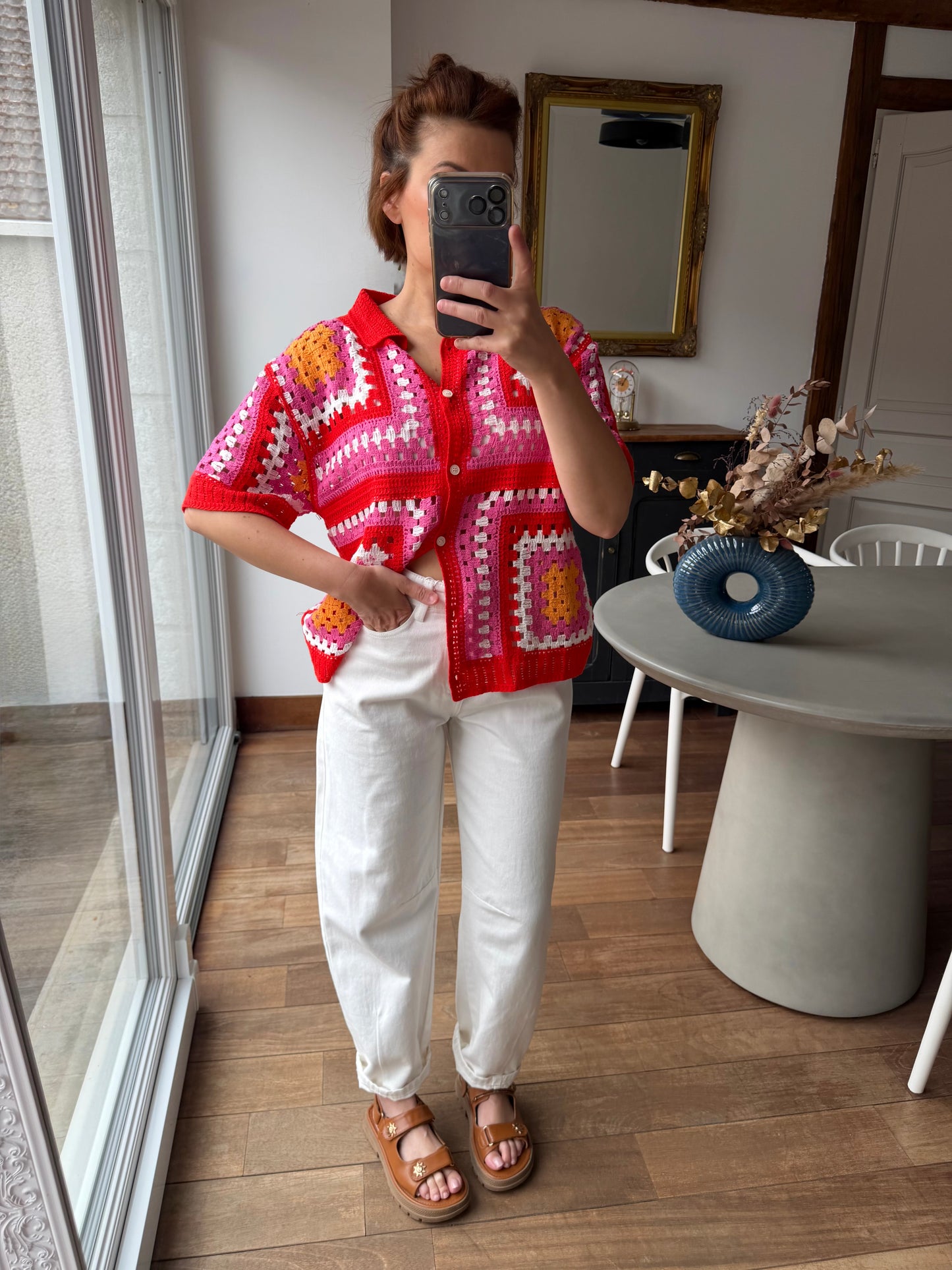 Chemise Cherry en crochet rouge