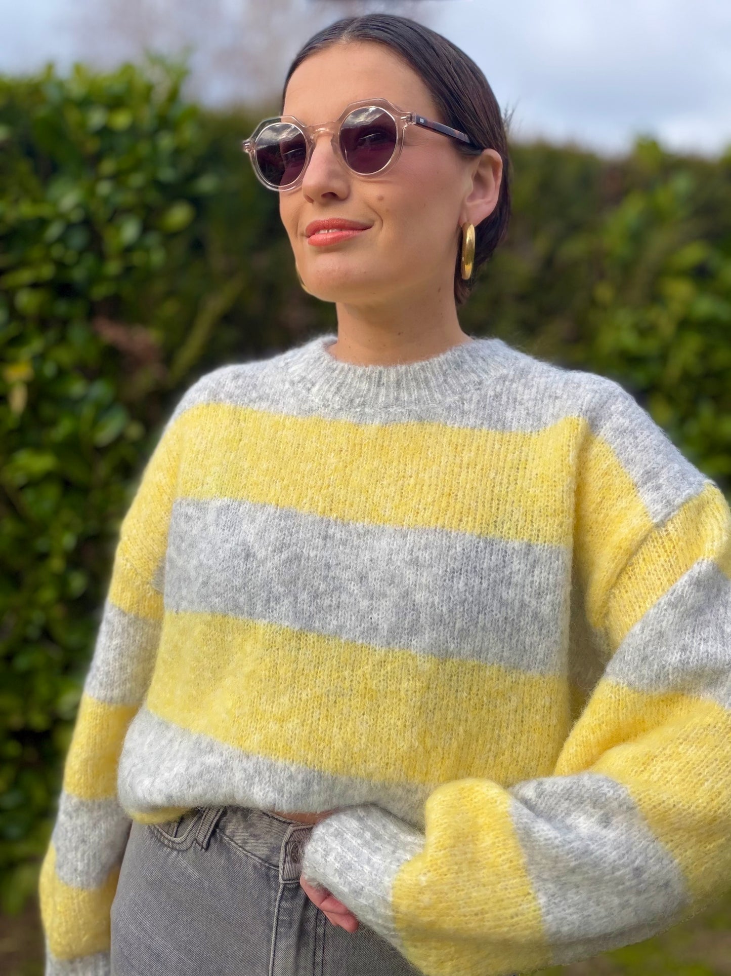 Pull Houna gris/jaune