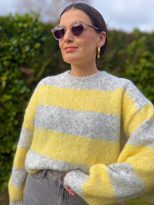 Pull Houna gris/jaune