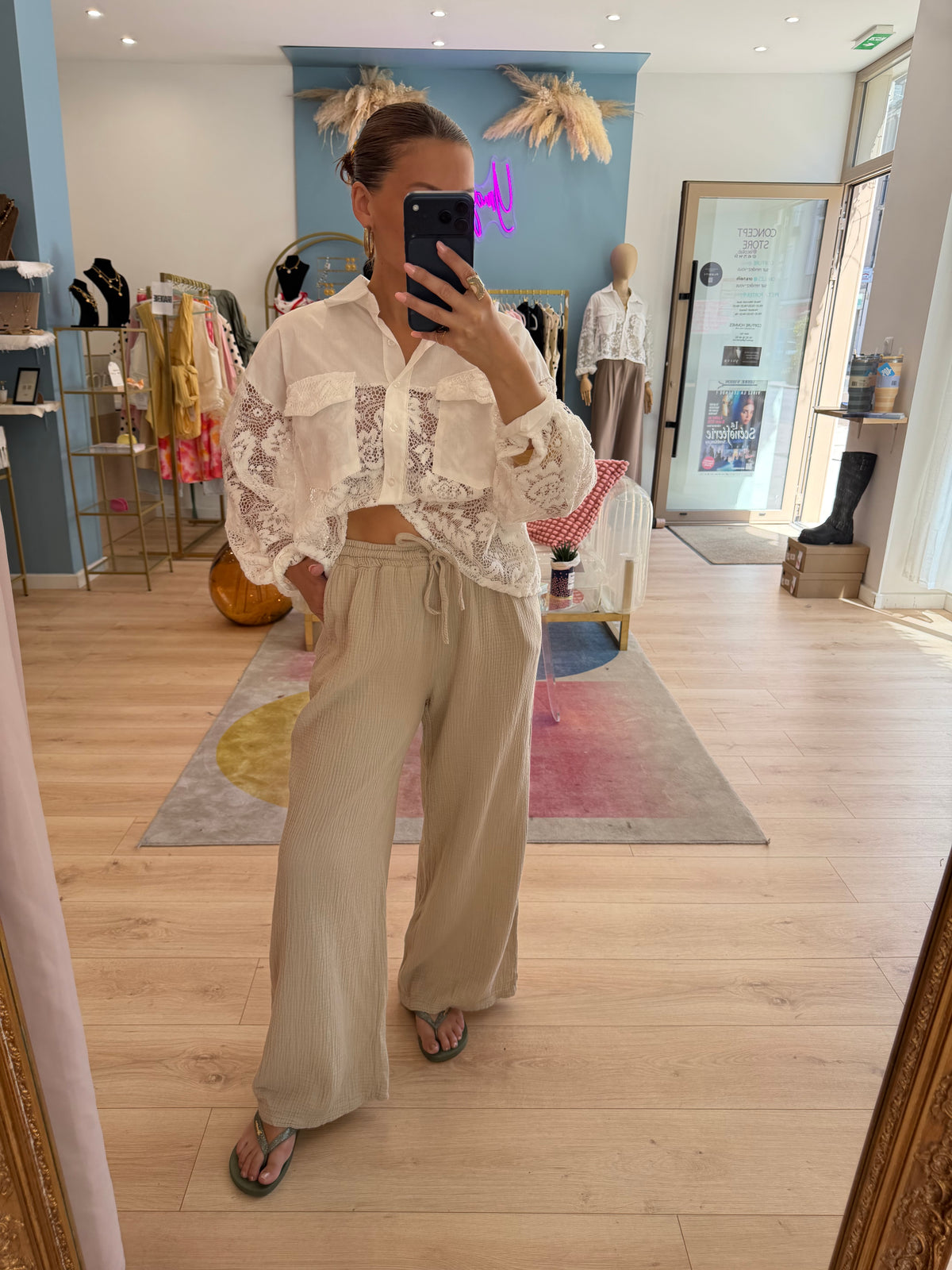 Pantalon Rosso gaze de coton