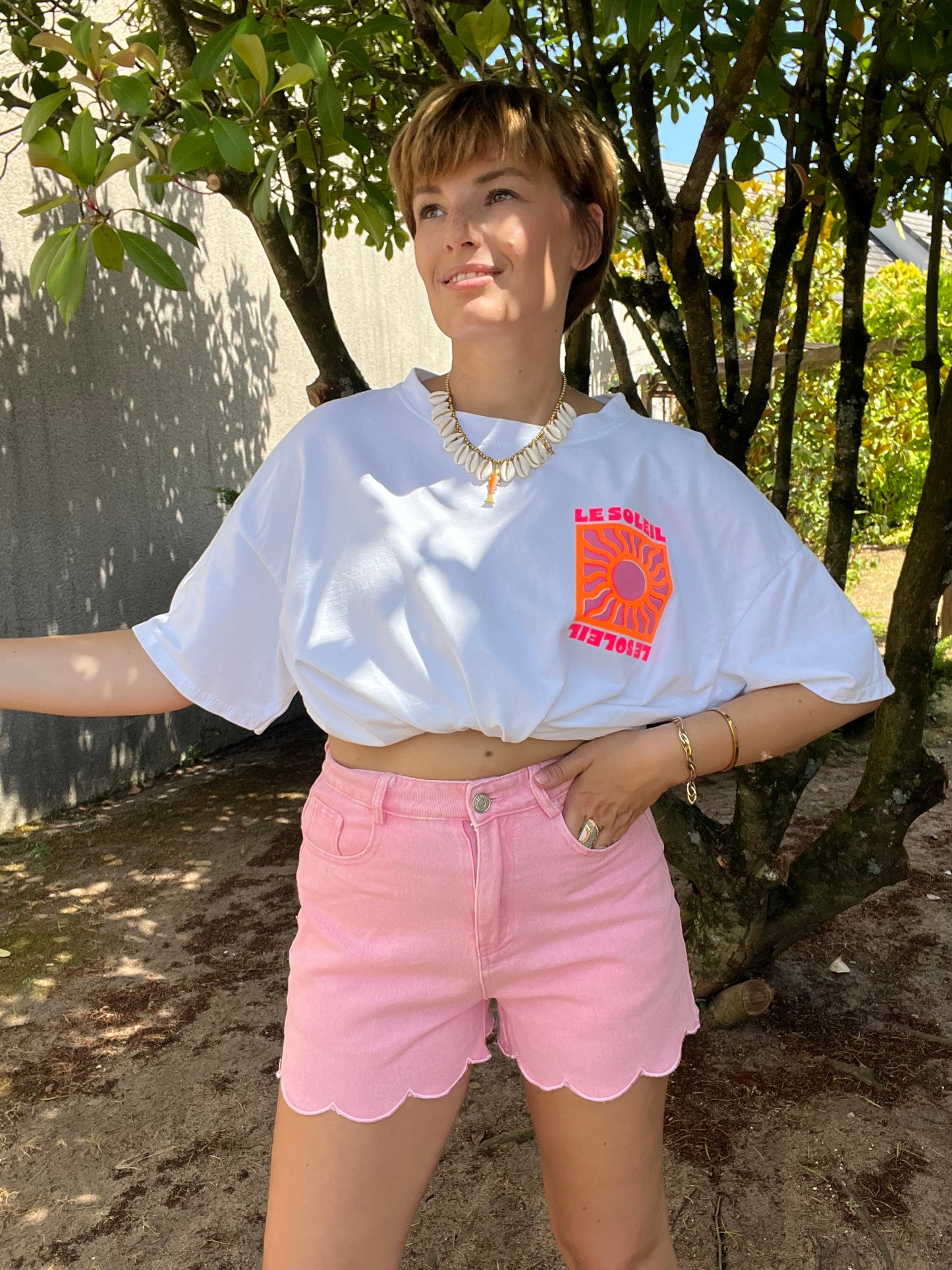 T-shirt Soleil blanc