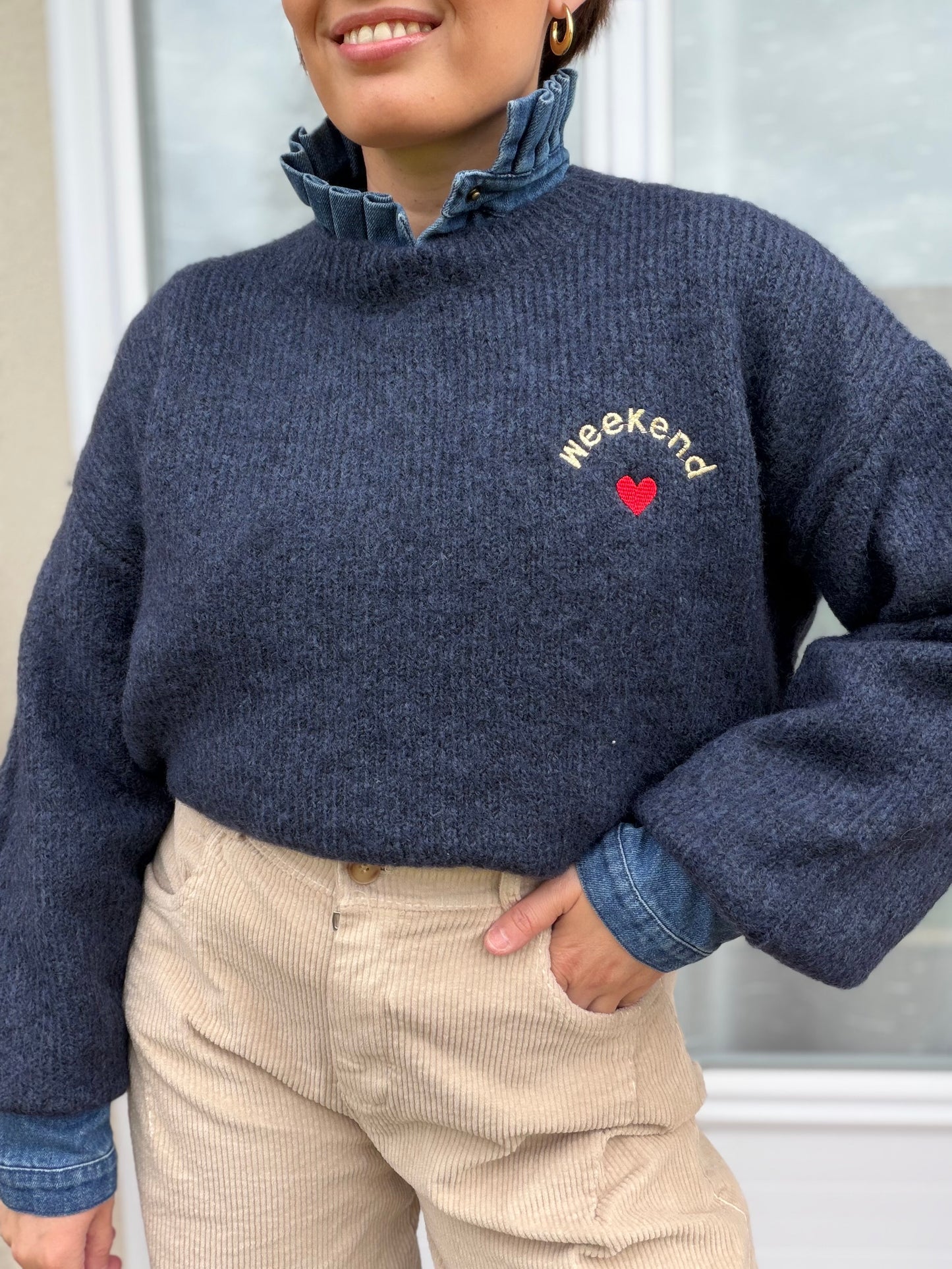Pull Macchiato bleu