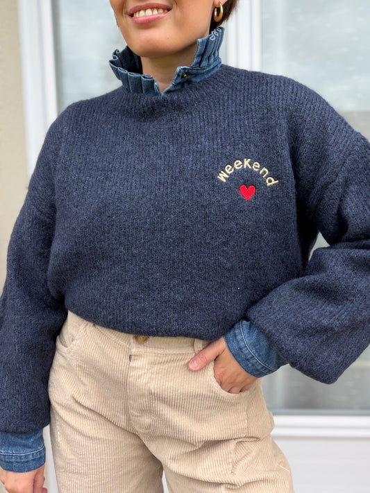 Pull Macchiato bleu