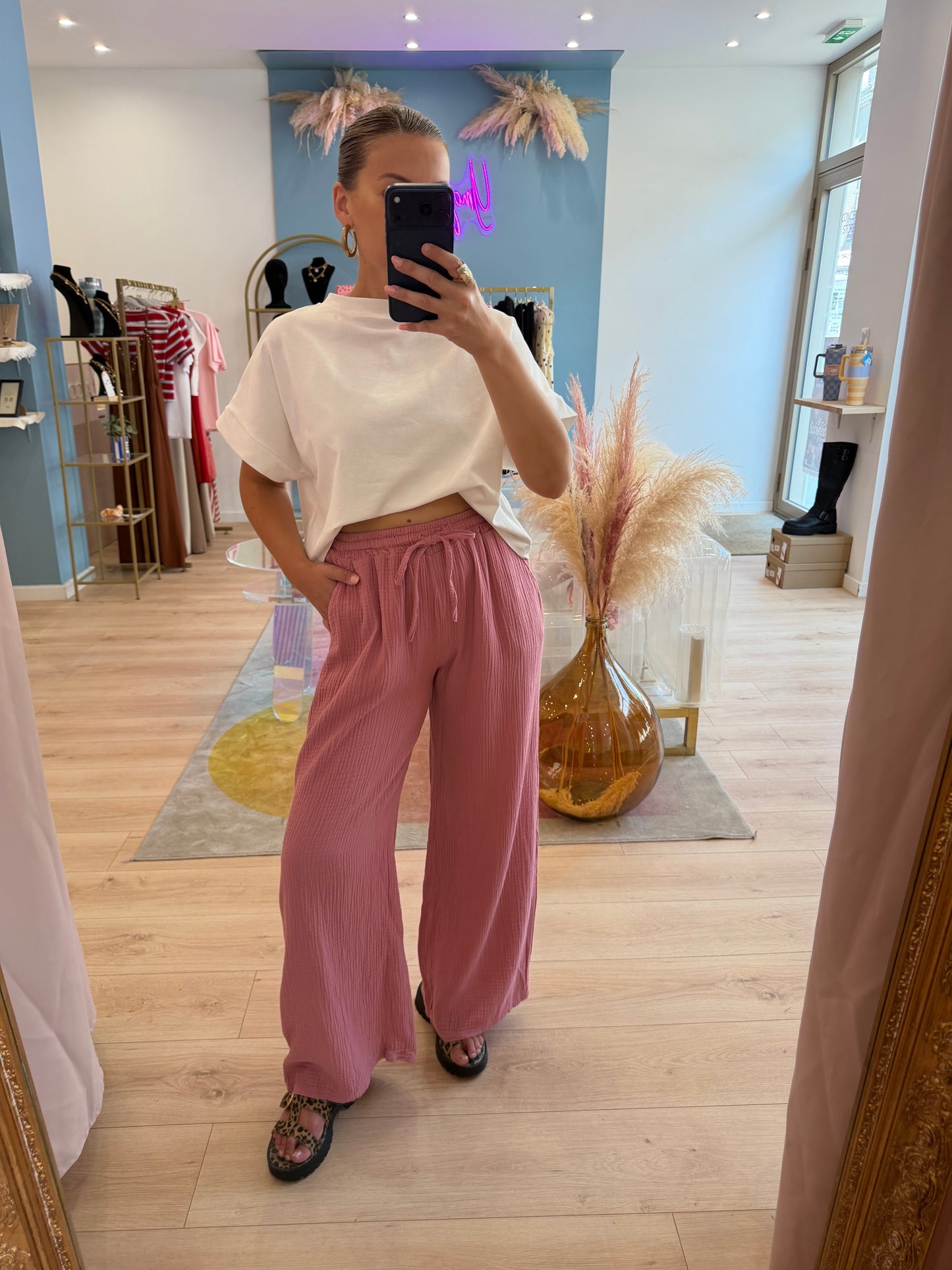 Pantalon Rosso gaze de coton