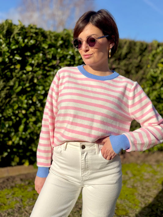 Pull Eira Bleu/rose