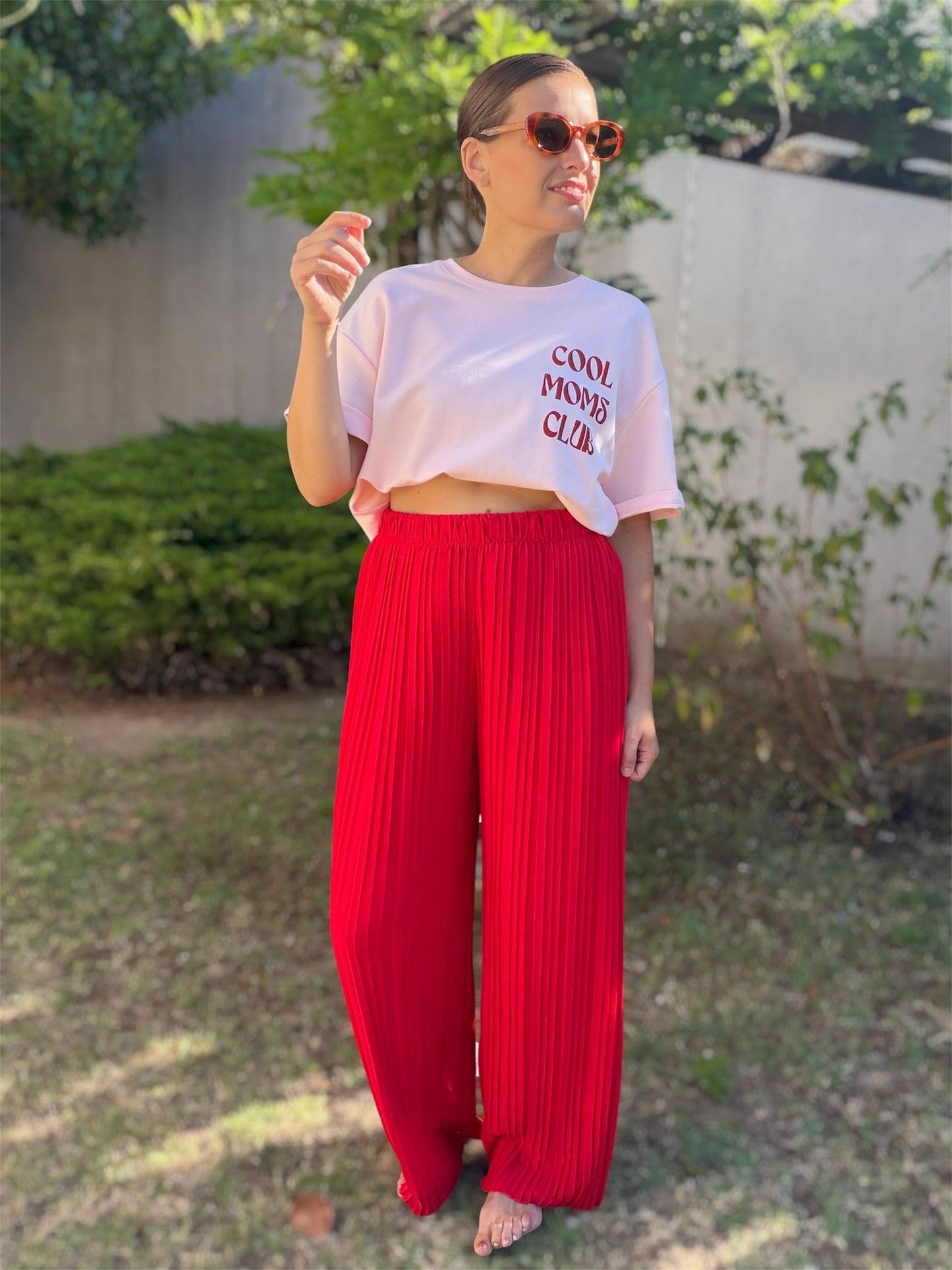 Pantalon fluide Capri rouge