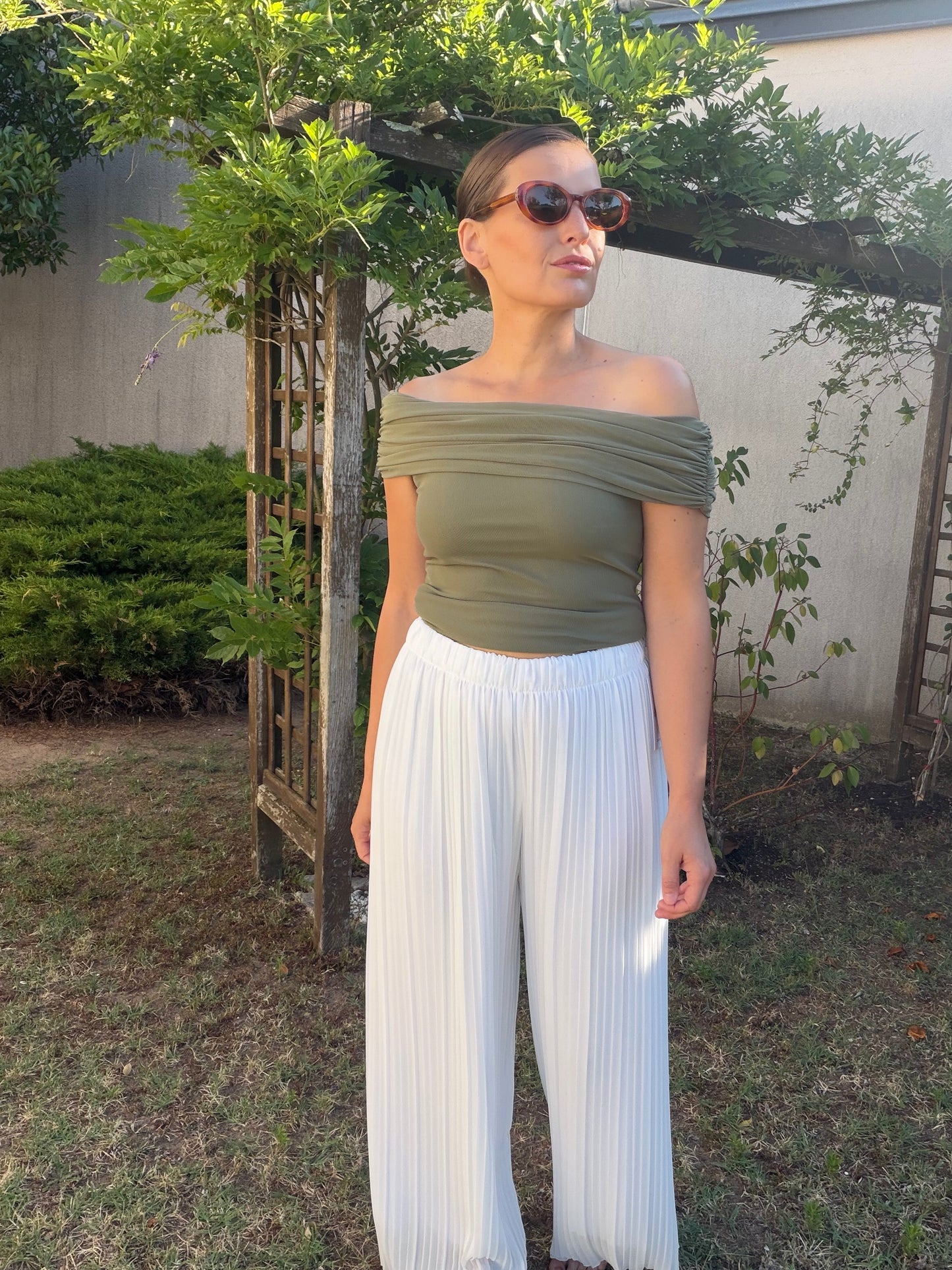 Pantalon fluide Capri blanc
