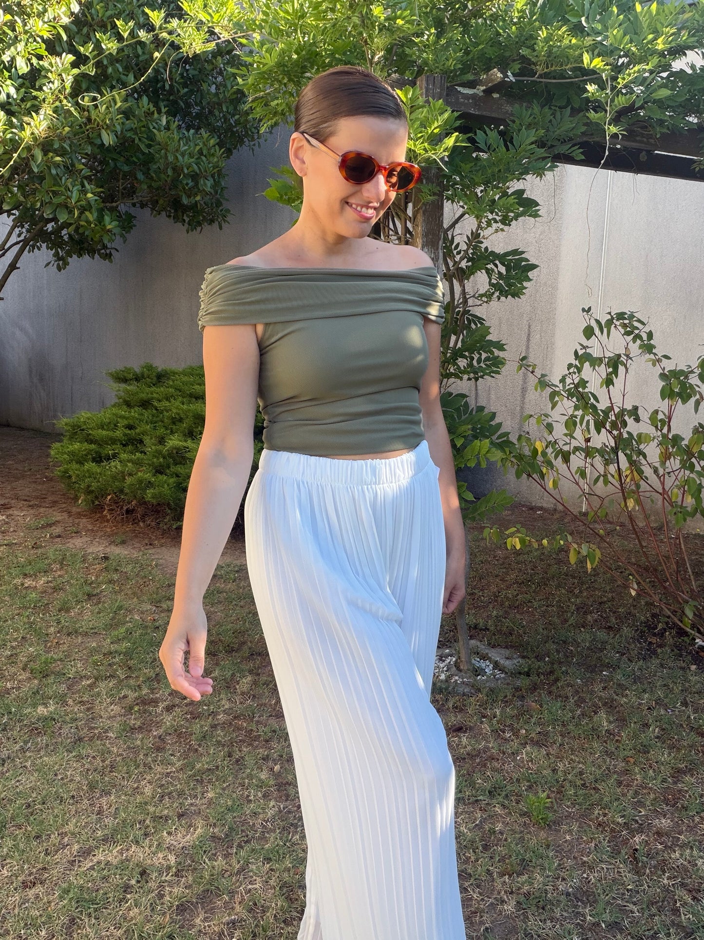 Pantalon fluide Capri blanc