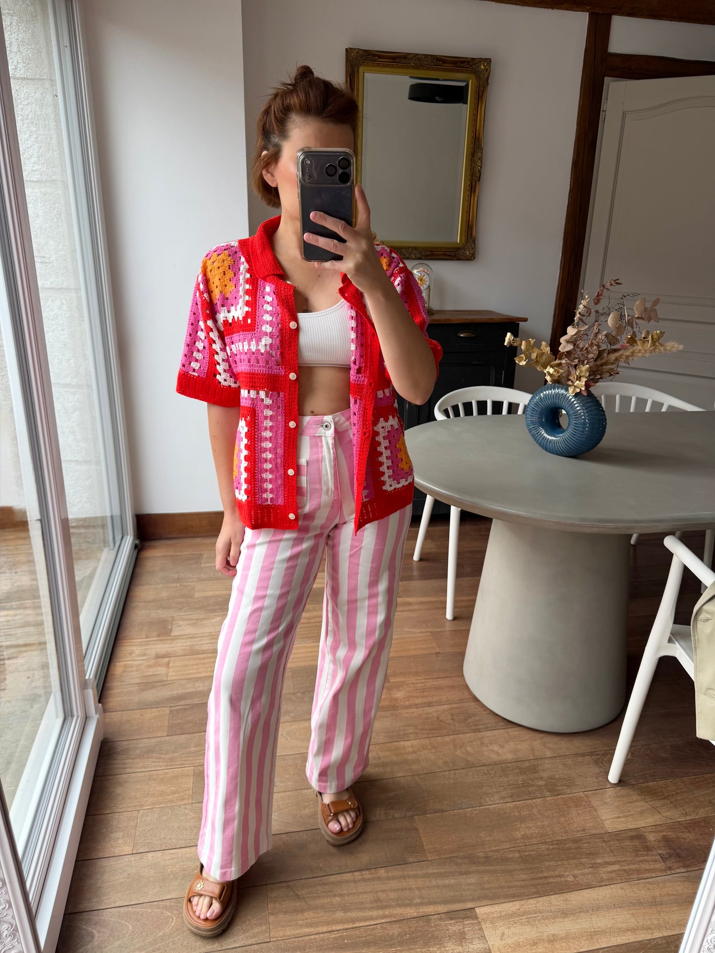 Chemise Cherry en crochet rouge