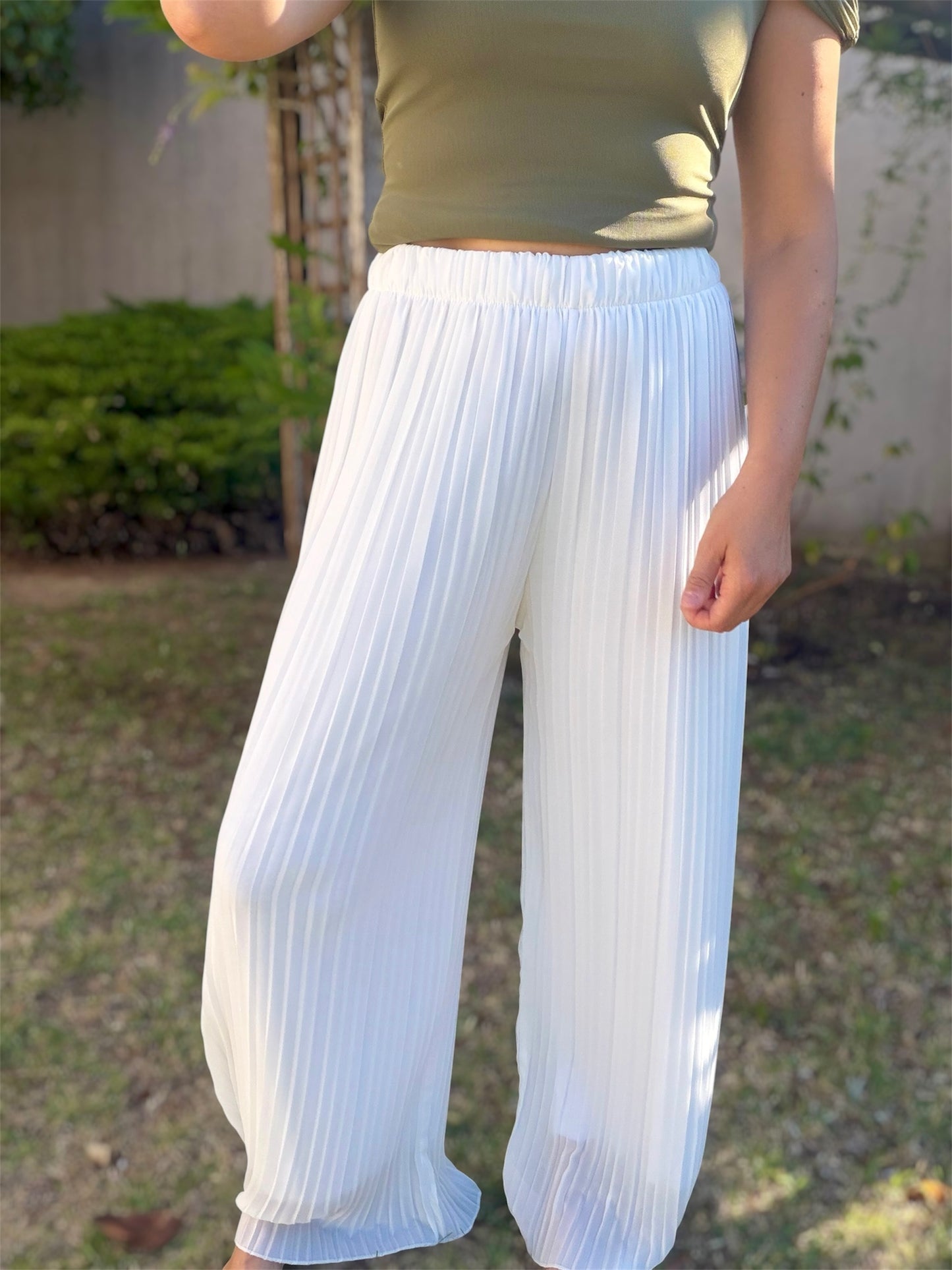 Pantalon fluide Capri blanc