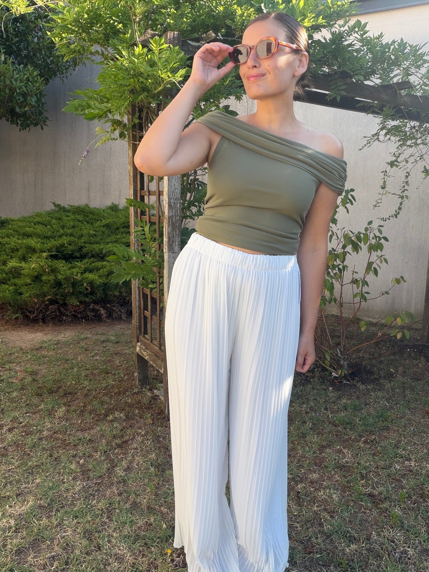 Pantalon fluide Capri blanc
